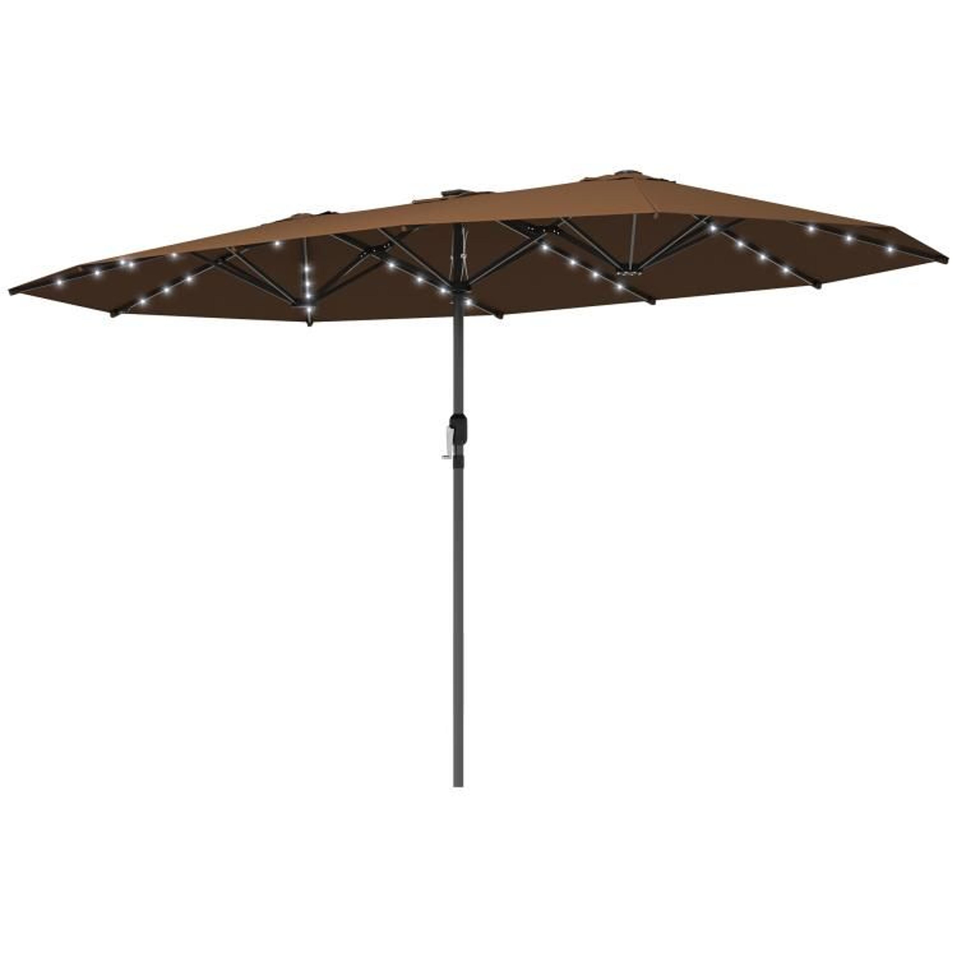 DoubleSided Patio Umbrella With 48 Solar LED Lights And Crank Handle 1