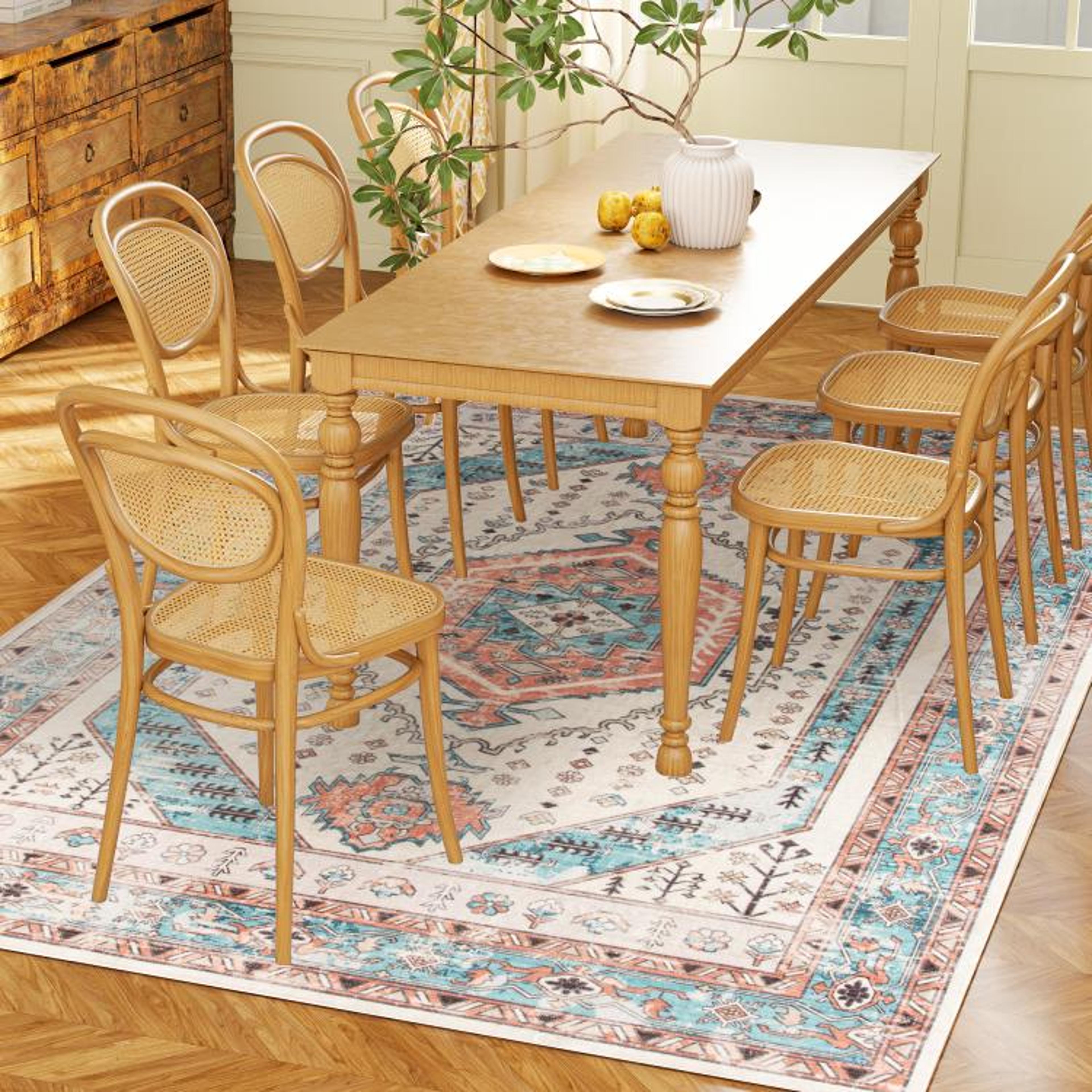 4x6 Vintage Washable Area Rug With NonSlip Backing In Brown And Blue 1