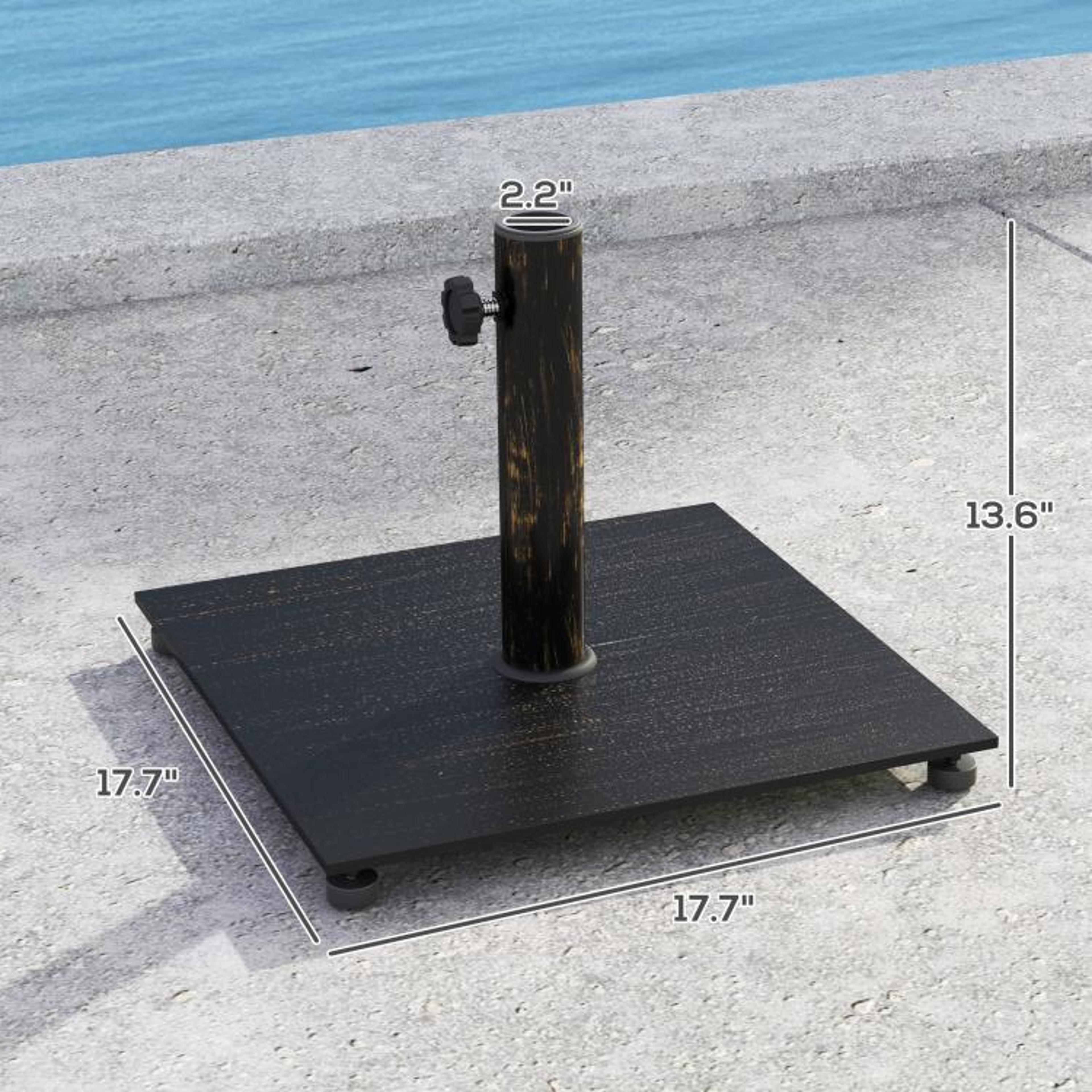 29 Lb Square Patio Umbrella Base With Adjustable Feet Bronze Metal Stand 3