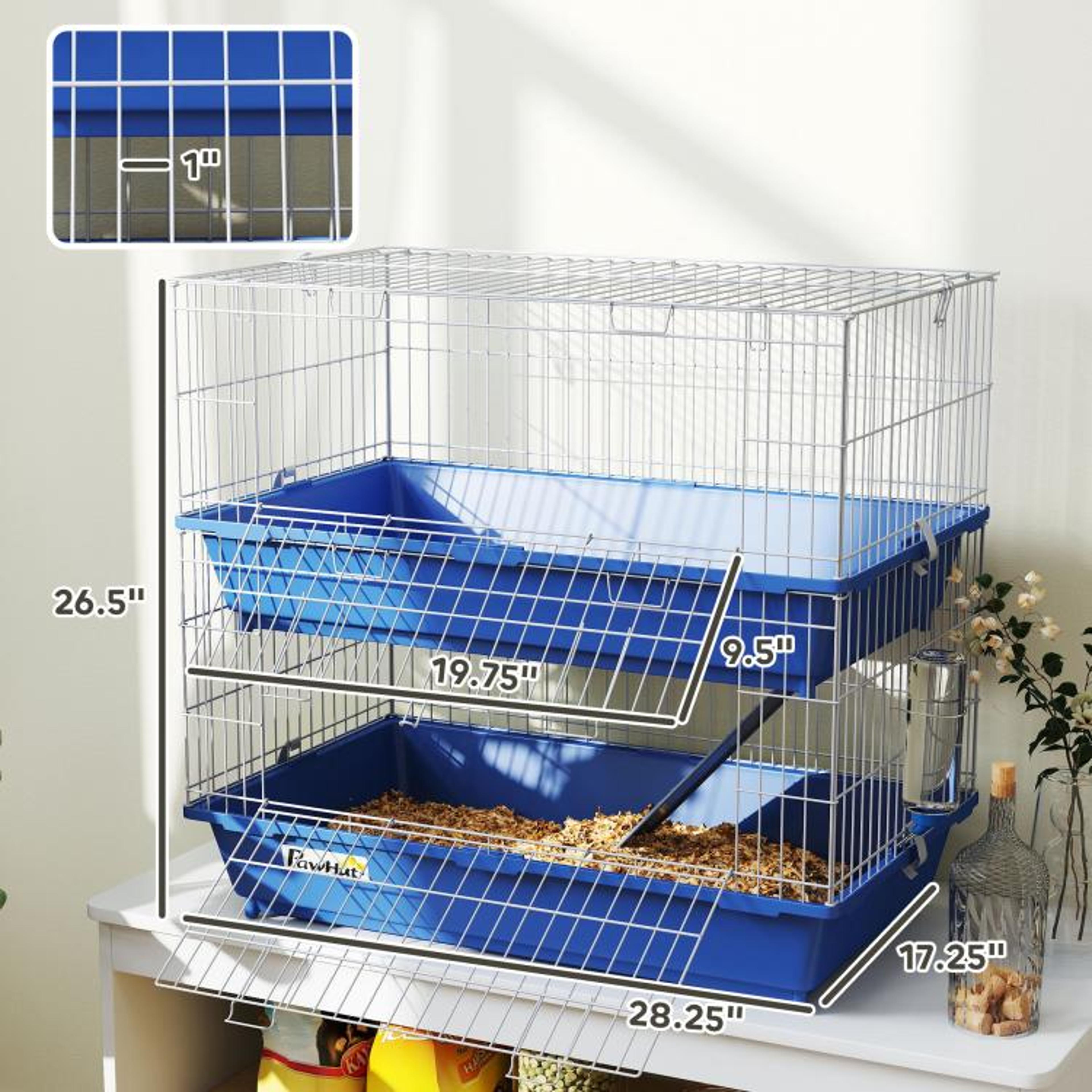 2Tier Small Animal Cage For Guinea Pigs Ferrets And Chinchillas With Feeding Accessories  Blue 4