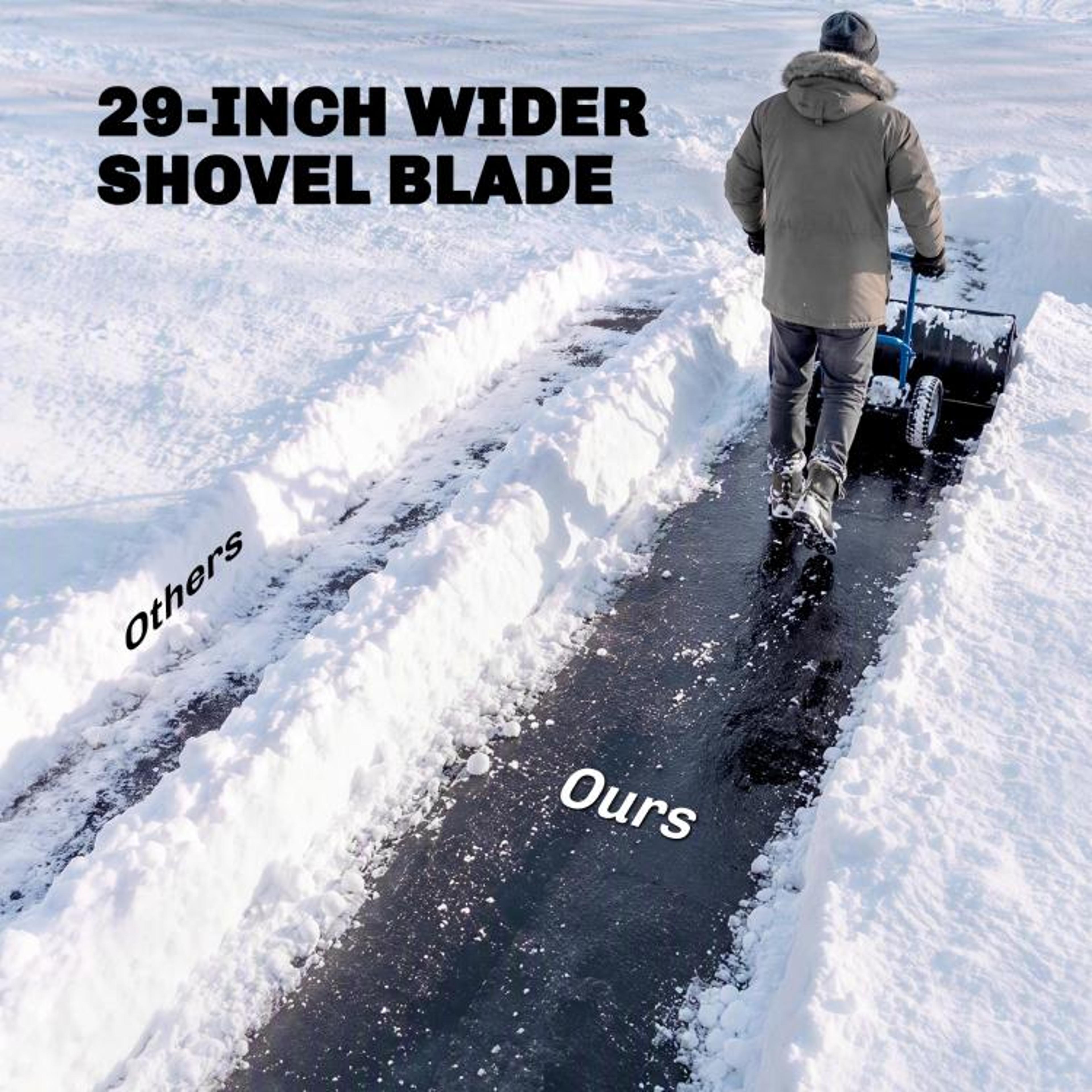 29Inch Wheeled Snow Shovel With Adjustable Handle And 7Angle Metal Blade 5