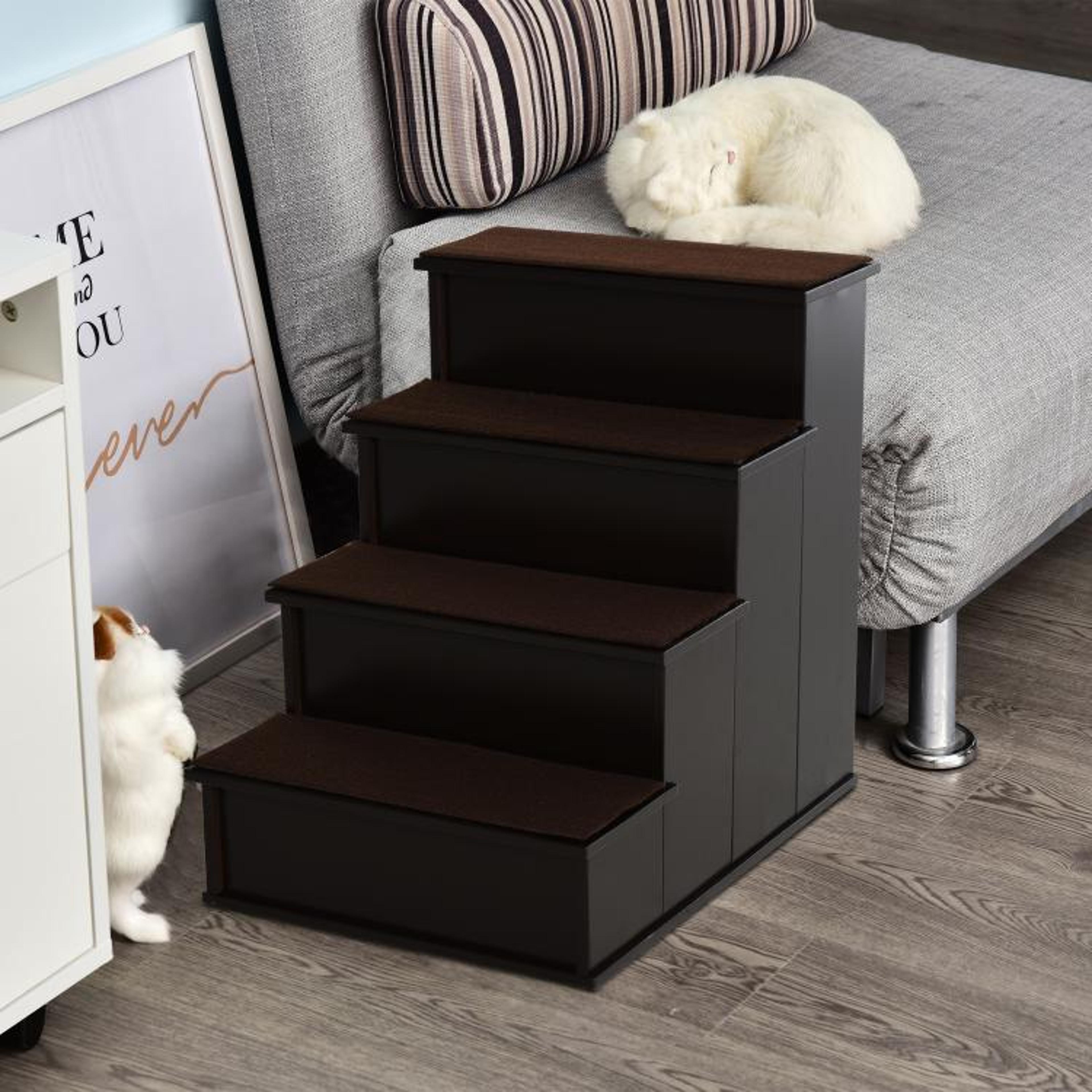 4Step Pet Stairs For Small Dogs And Cats With Removable Cushions  Brown 2