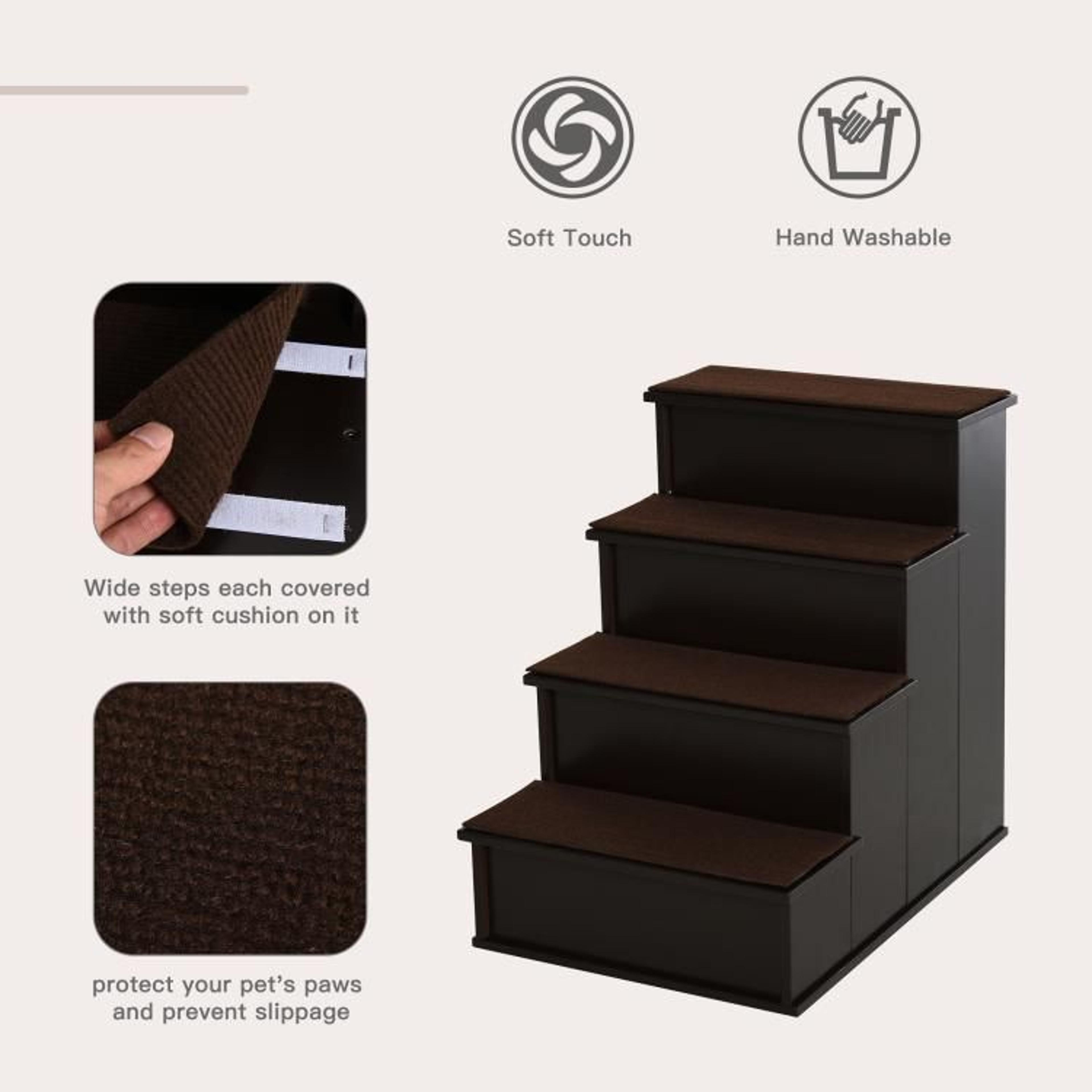 4Step Pet Stairs For Small Dogs And Cats With Removable Cushions  Brown 4