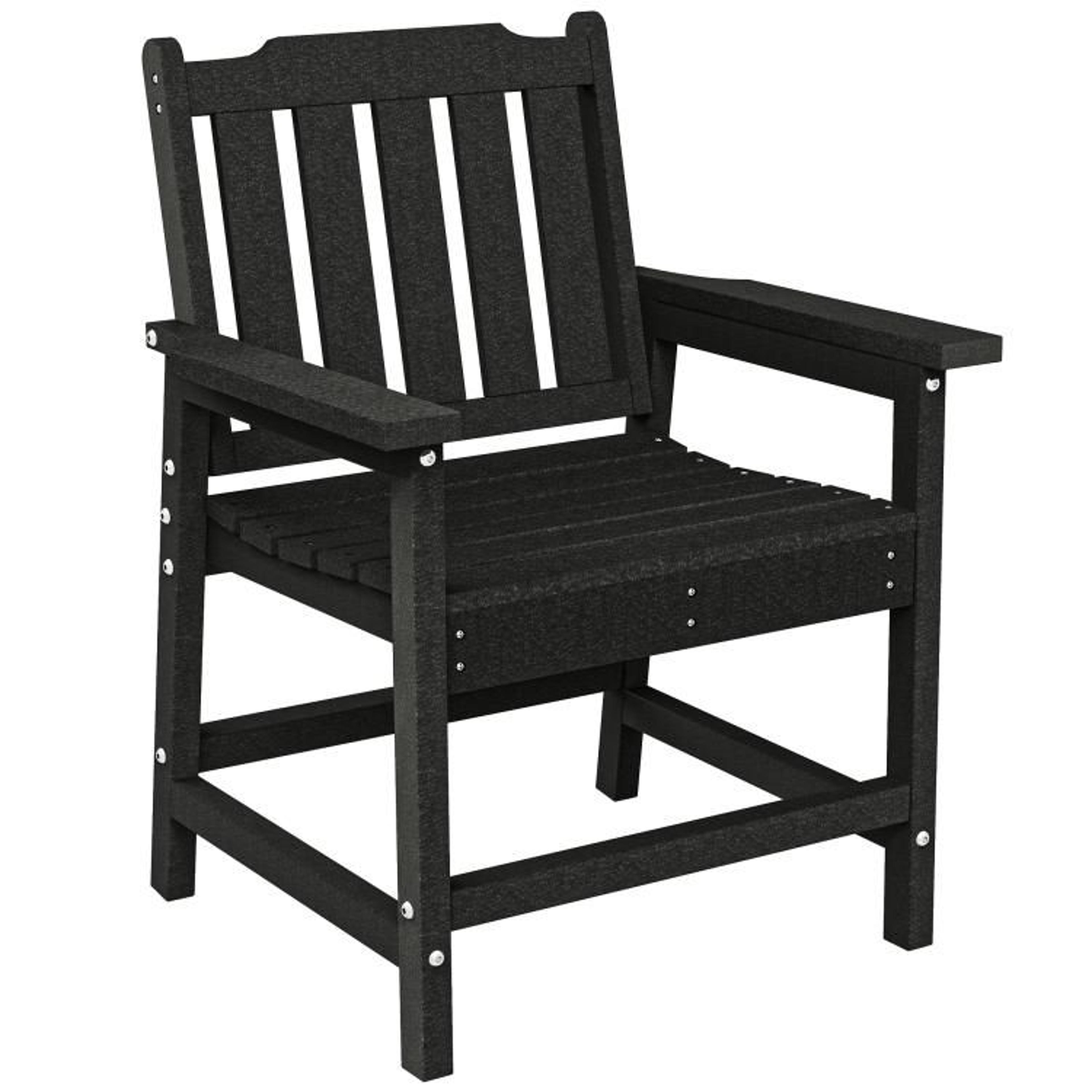 all-weather hdpe patio dining chair with armrests black