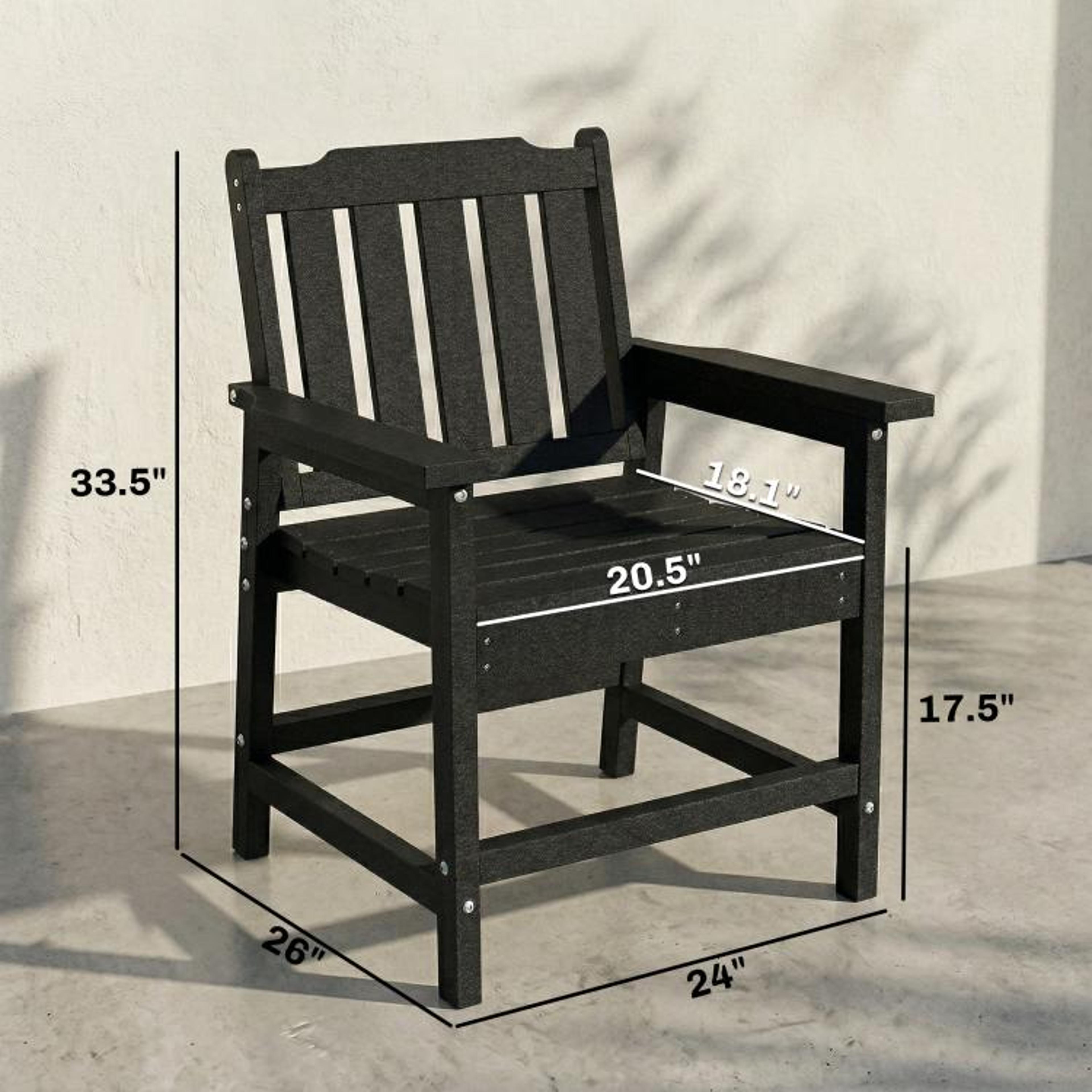 AllWeather HDPE Patio Dining Chair With Armrests  Black 3