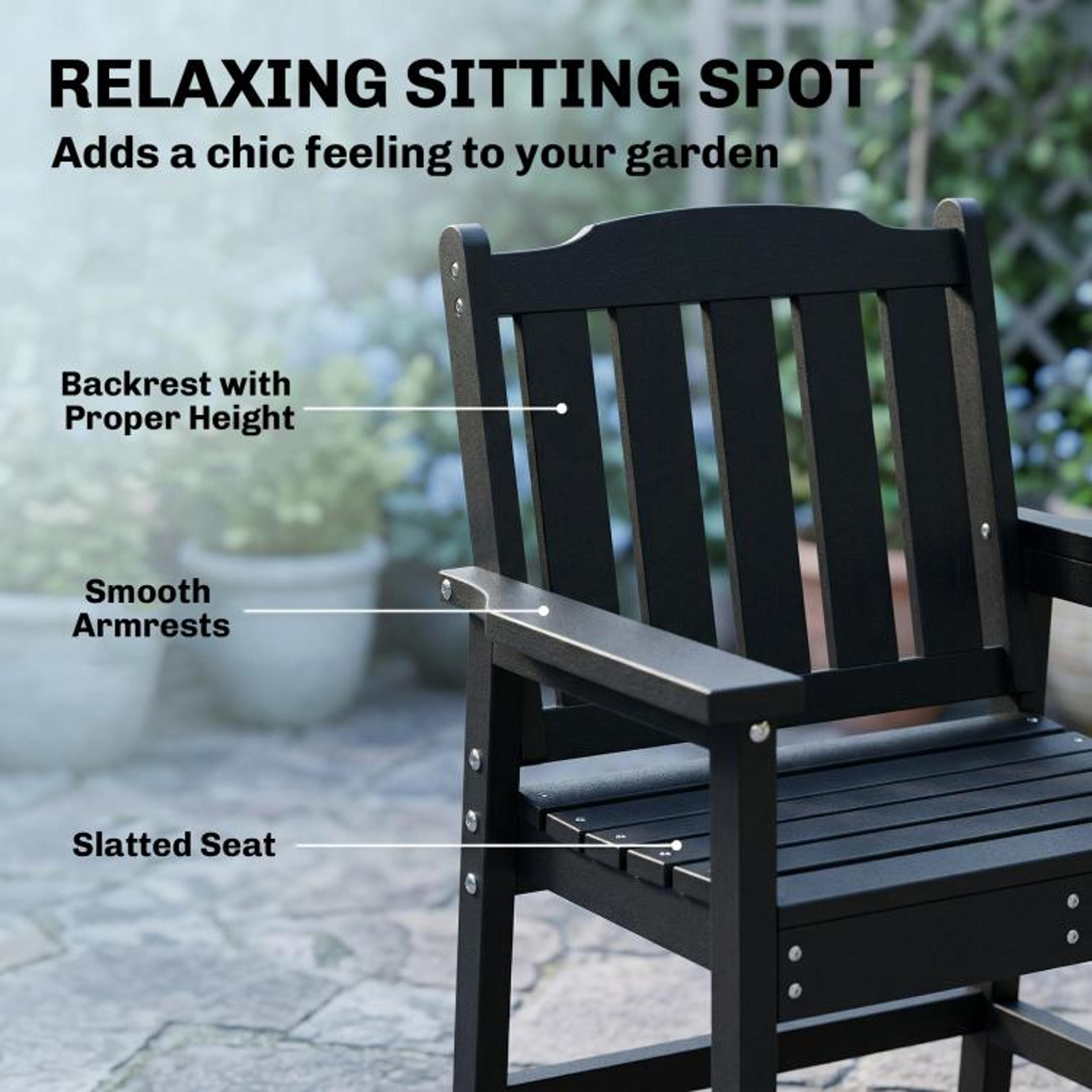 AllWeather HDPE Patio Dining Chair With Armrests  Black 4