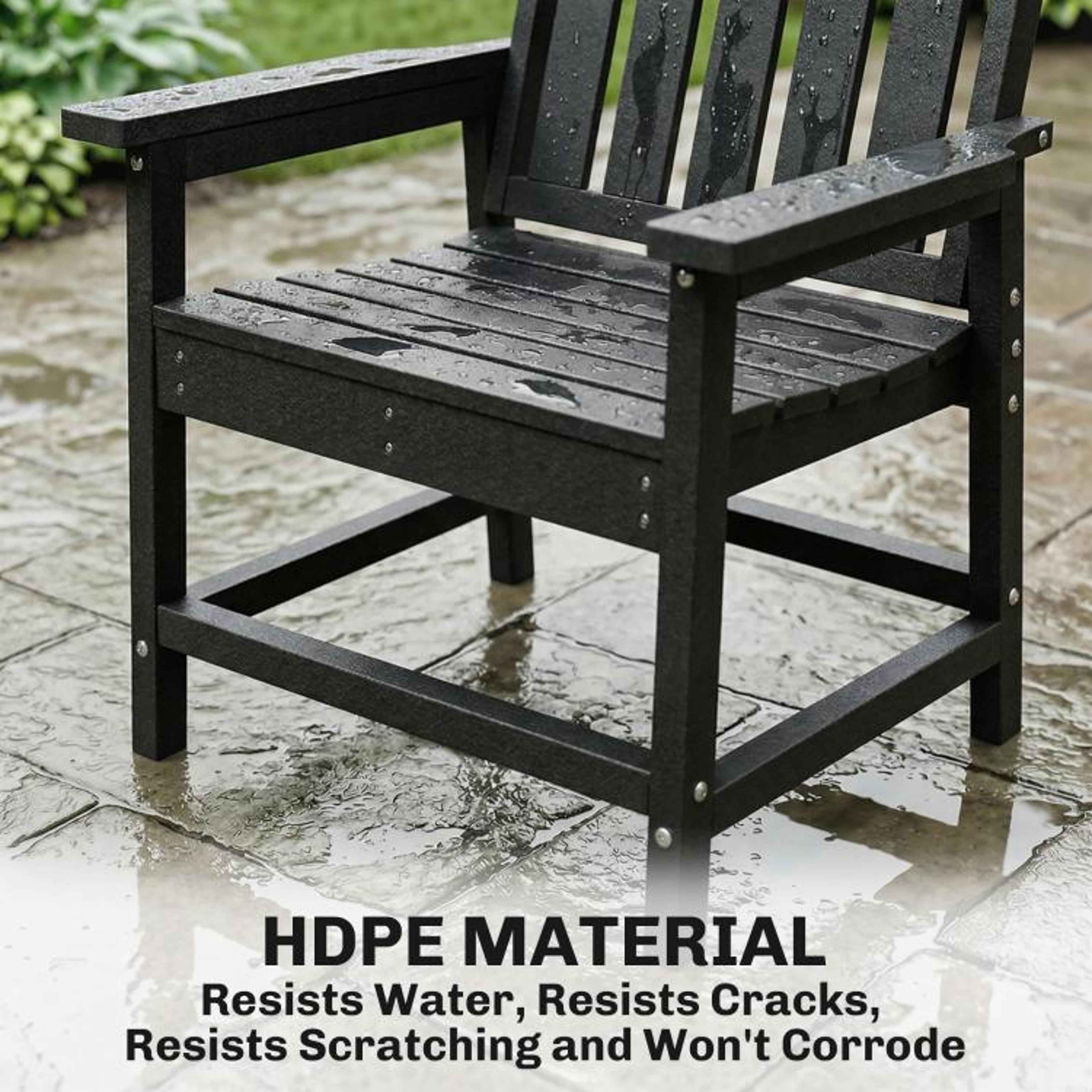 AllWeather HDPE Patio Dining Chair With Armrests  Black 5