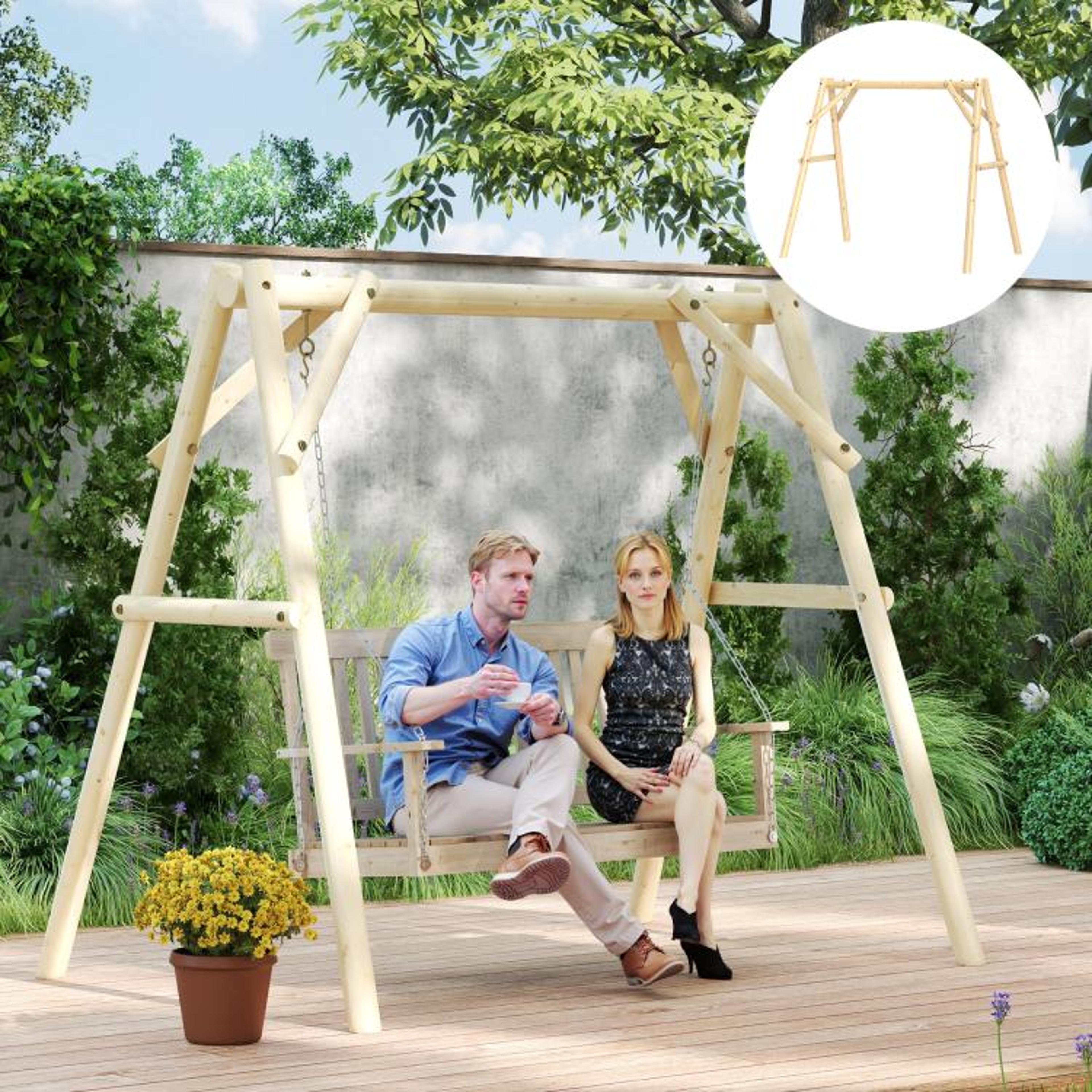 660 Lb Heavy Duty Wooden Porch Swing Frame AFrame Outdoor Swing Stand 2