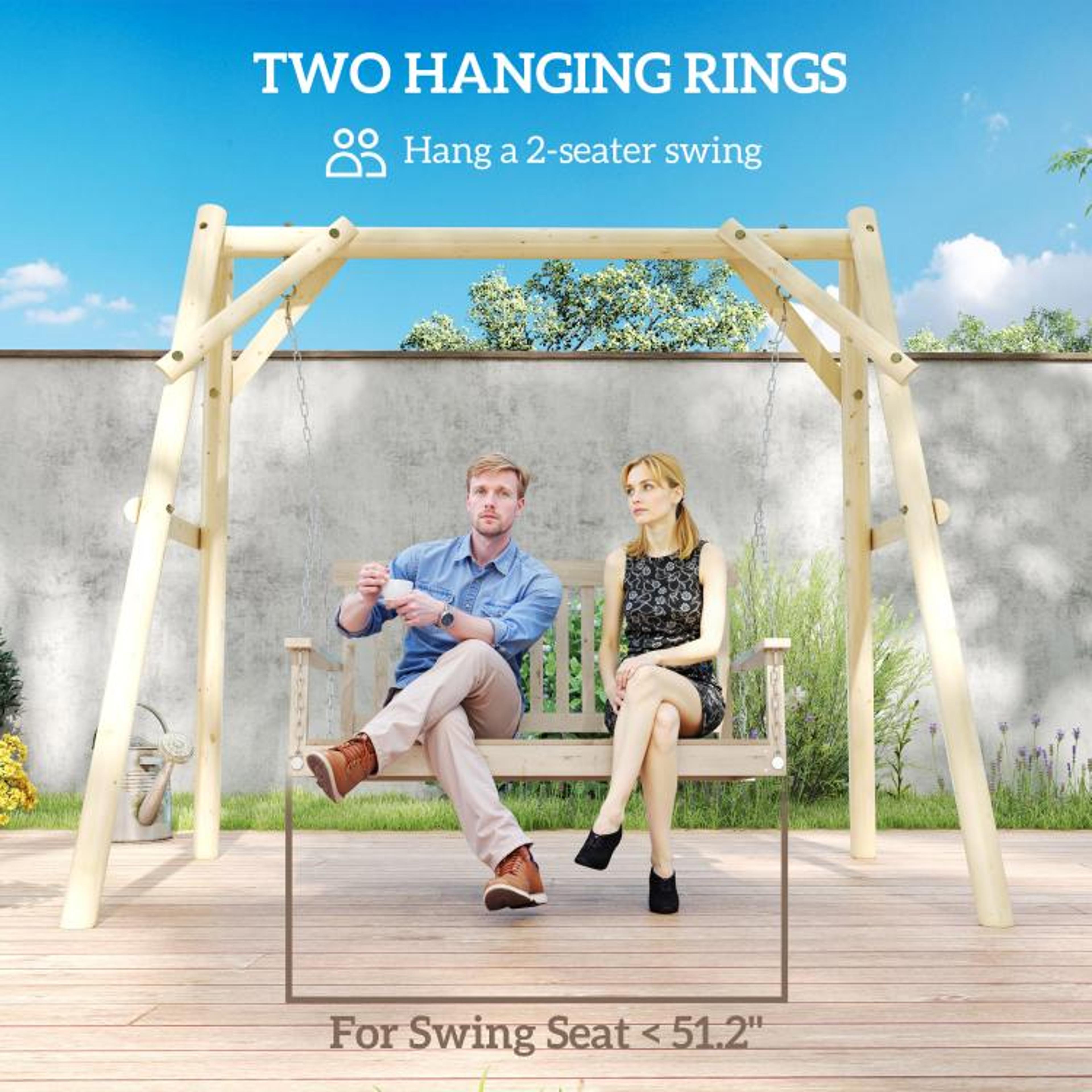 660 Lb Heavy Duty Wooden Porch Swing Frame AFrame Outdoor Swing Stand 5