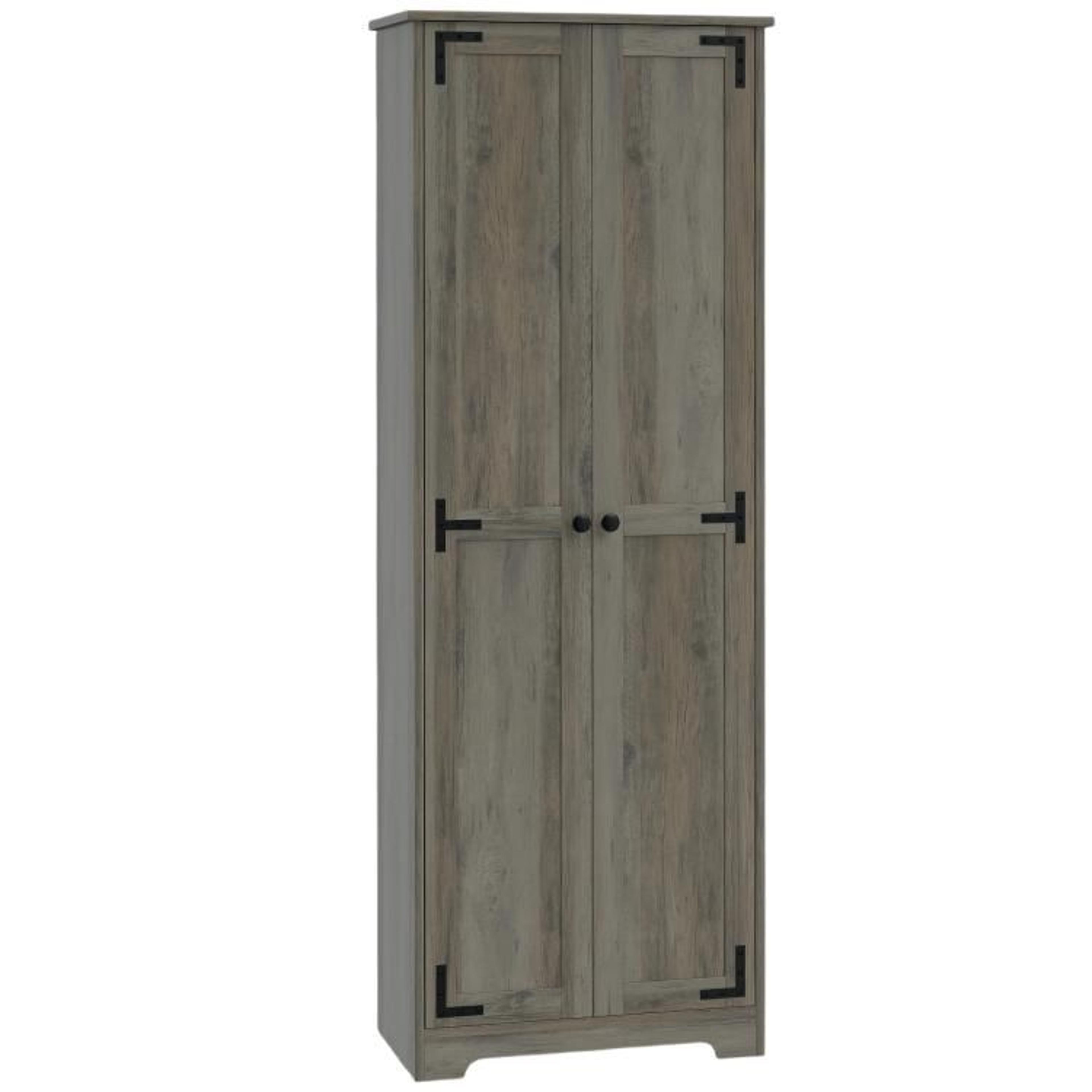 67Inch Farmhouse Pantry Cabinet With Adjustable Shelves In Distressed Gray 1