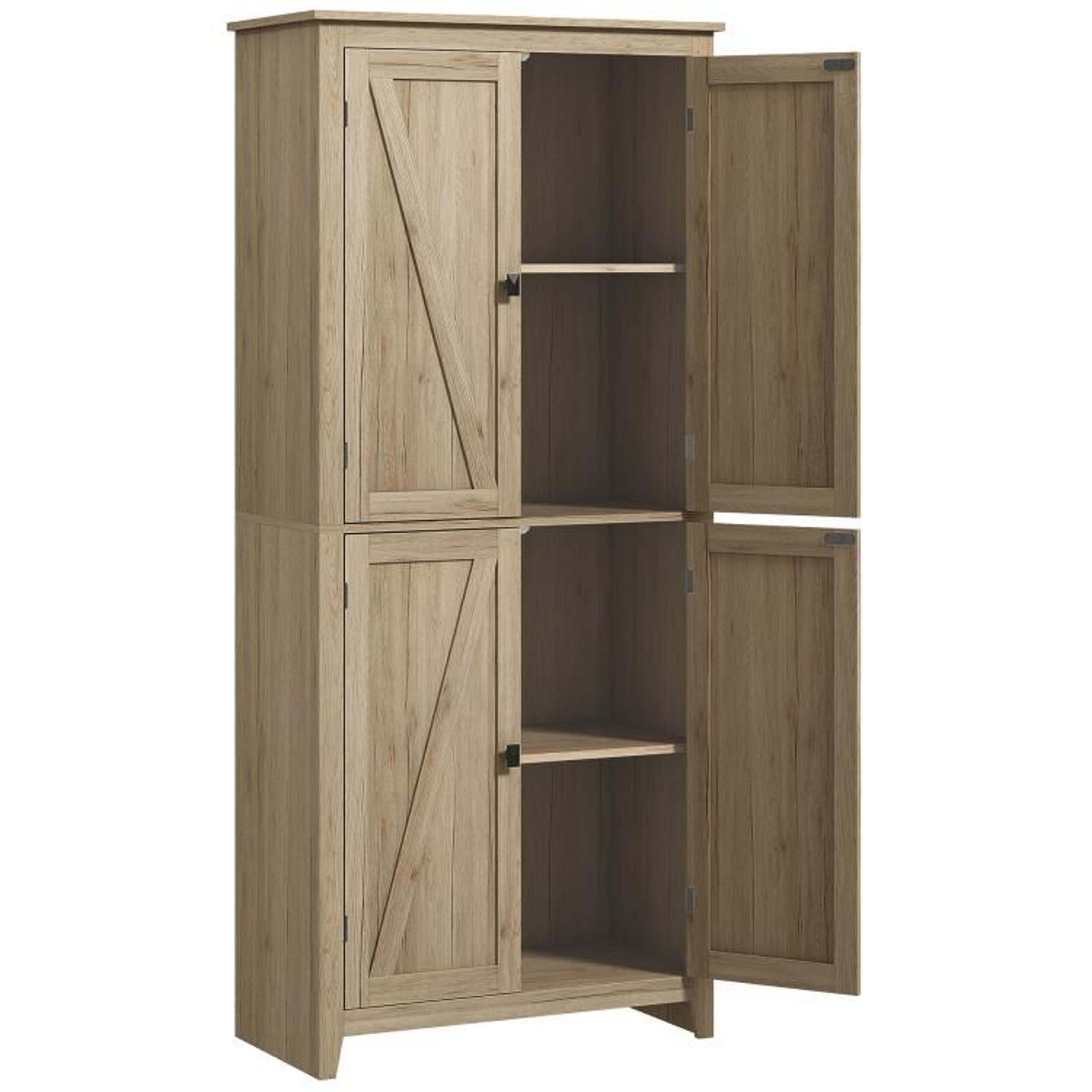 72Inch Farmhouse Kitchen Pantry Cabinet With 4 Doors And Adjustable Shelves 1