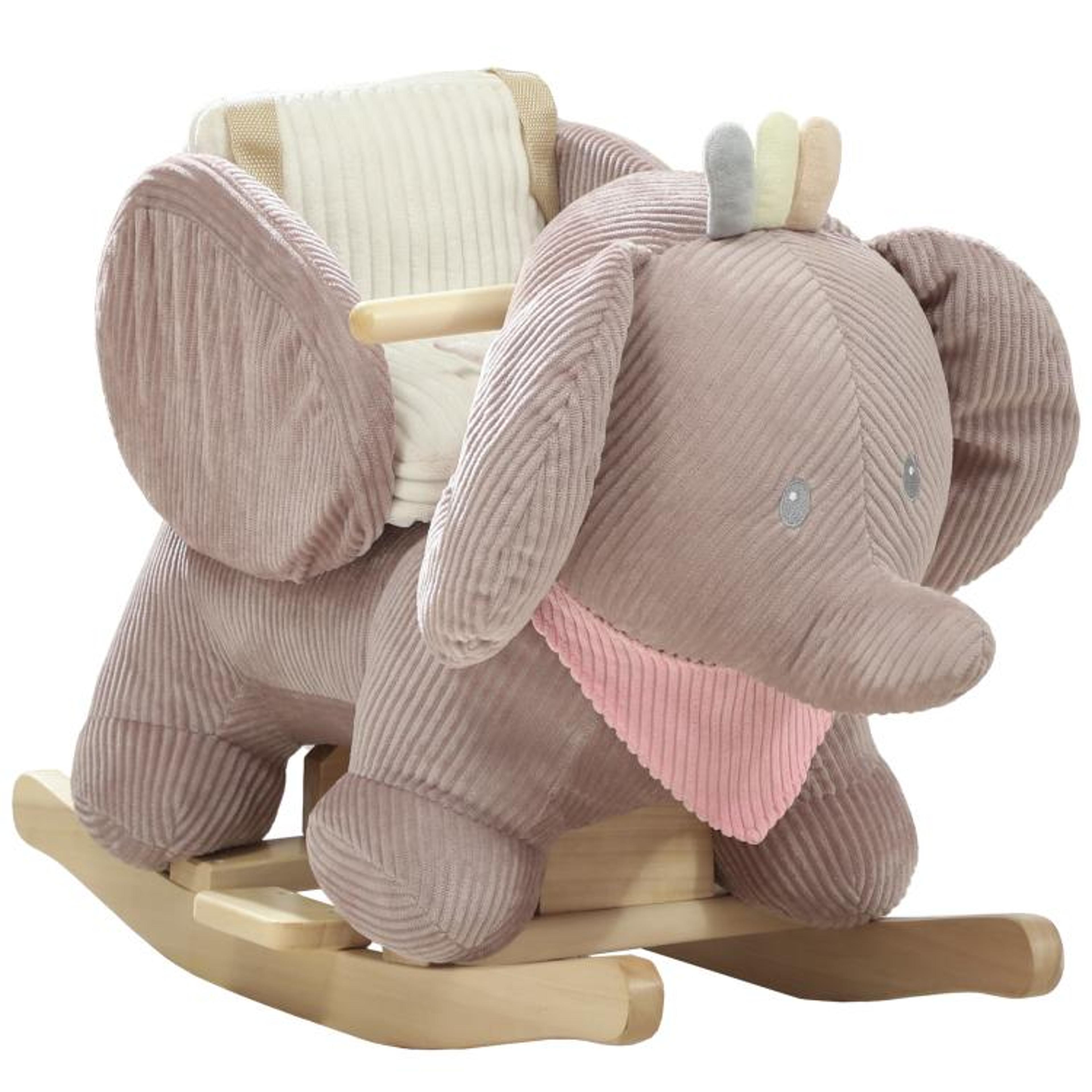 pink elephant rocking horse for toddlers with safety belt and sound