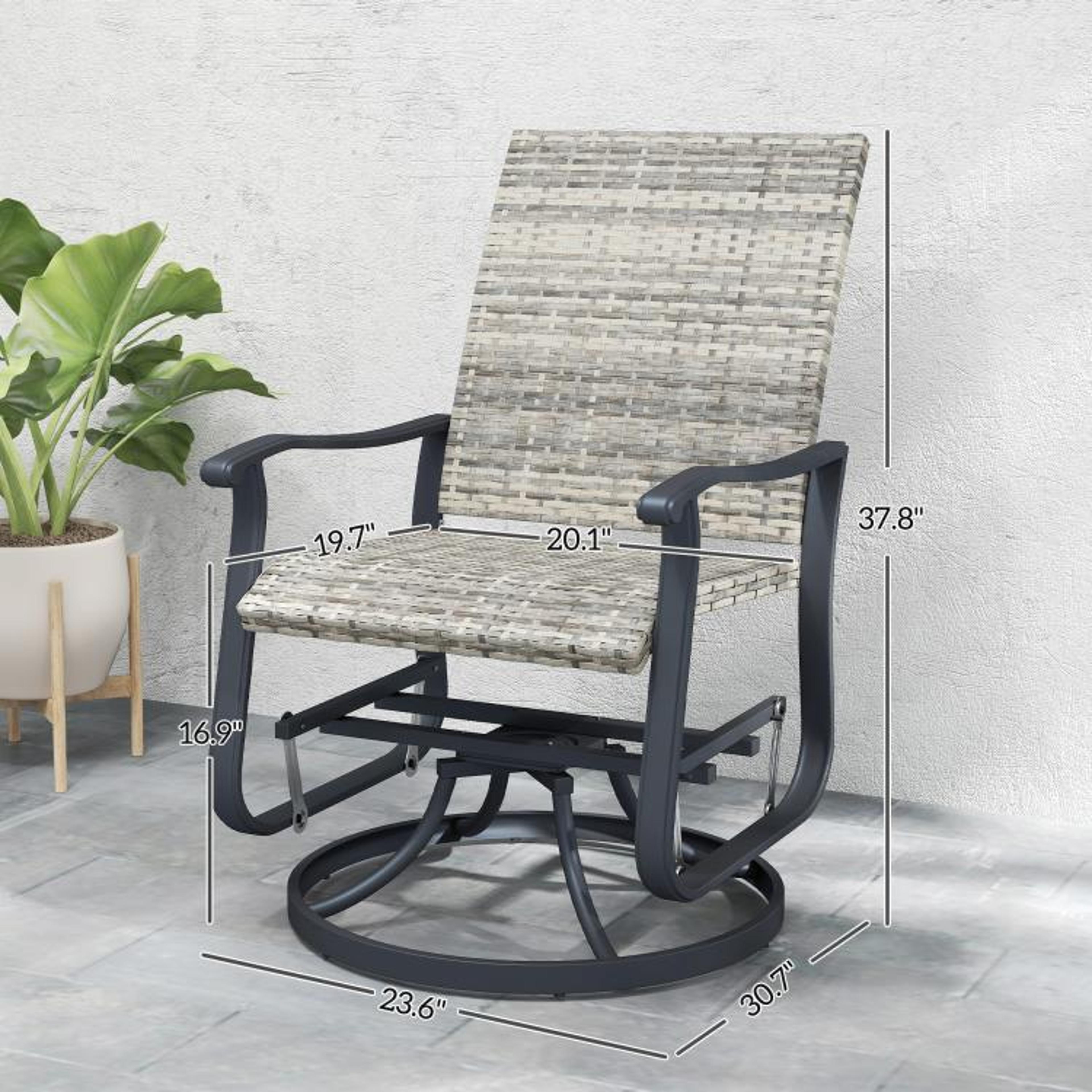 Outdoor Wicker Swivel Glider Chairs Set Of 2 With Steel Frame Yellow 4