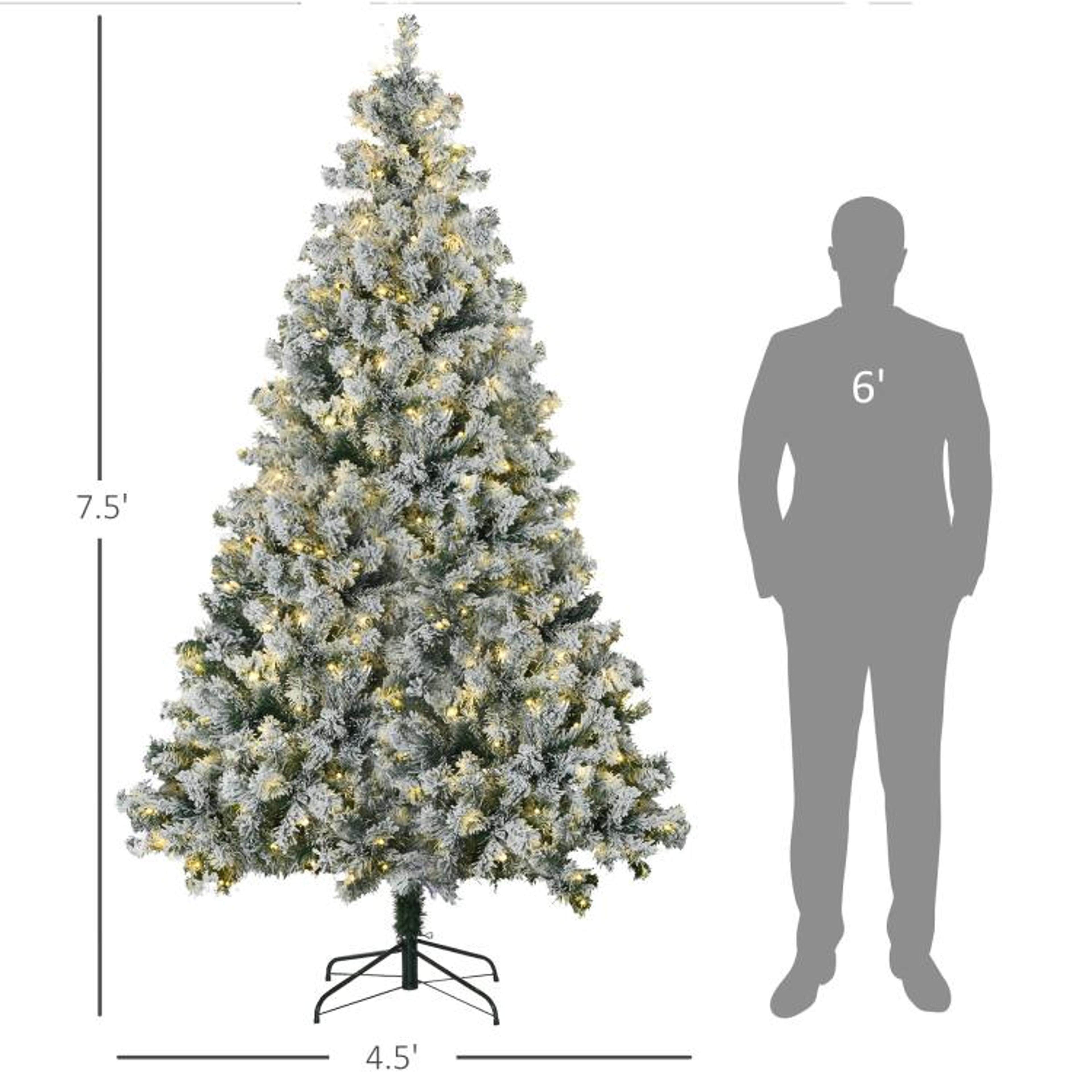 75 Ft PreLit Flocked Artificial Christmas Tree With 550 LED Lights 4