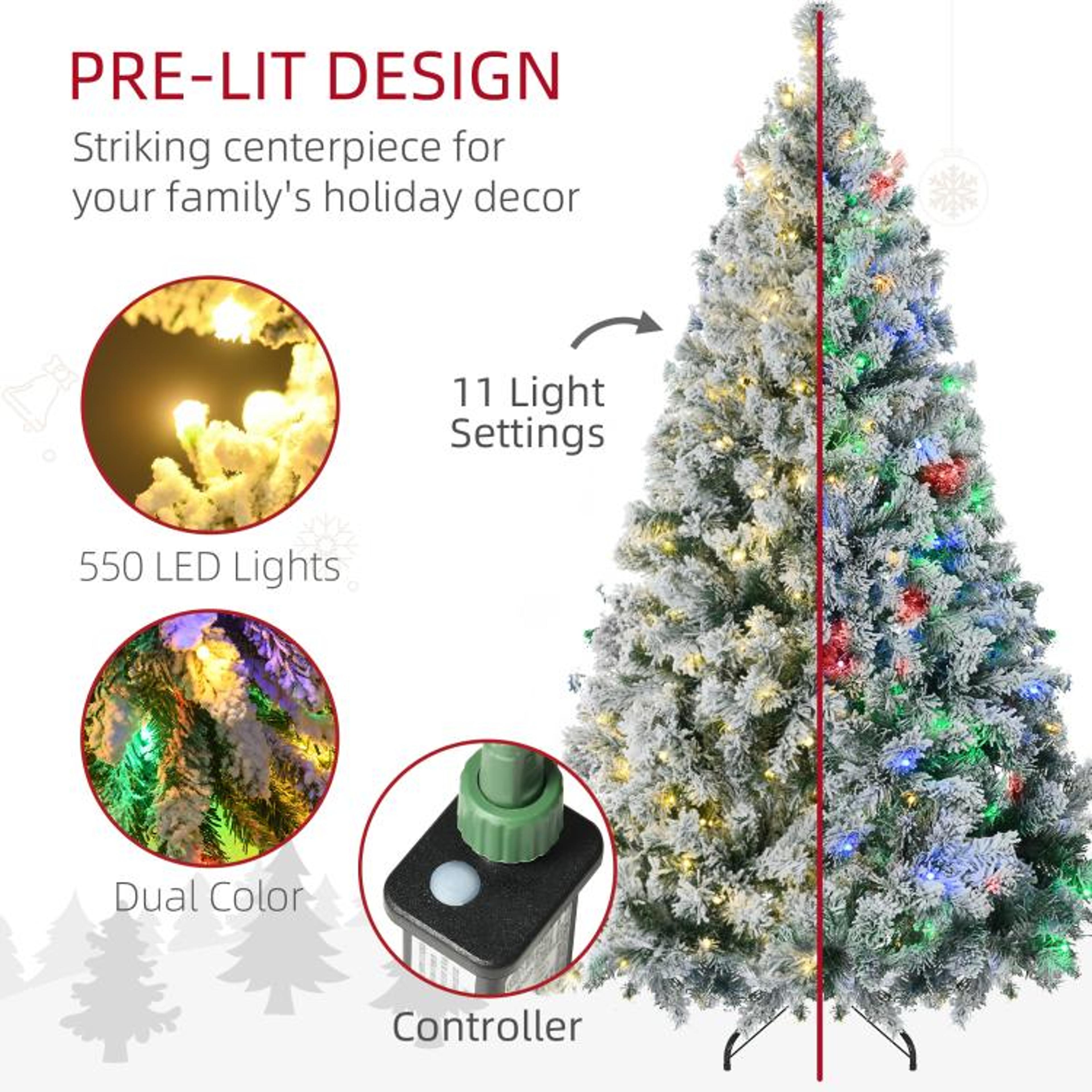 75 Ft PreLit Flocked Artificial Christmas Tree With 550 LED Lights 5