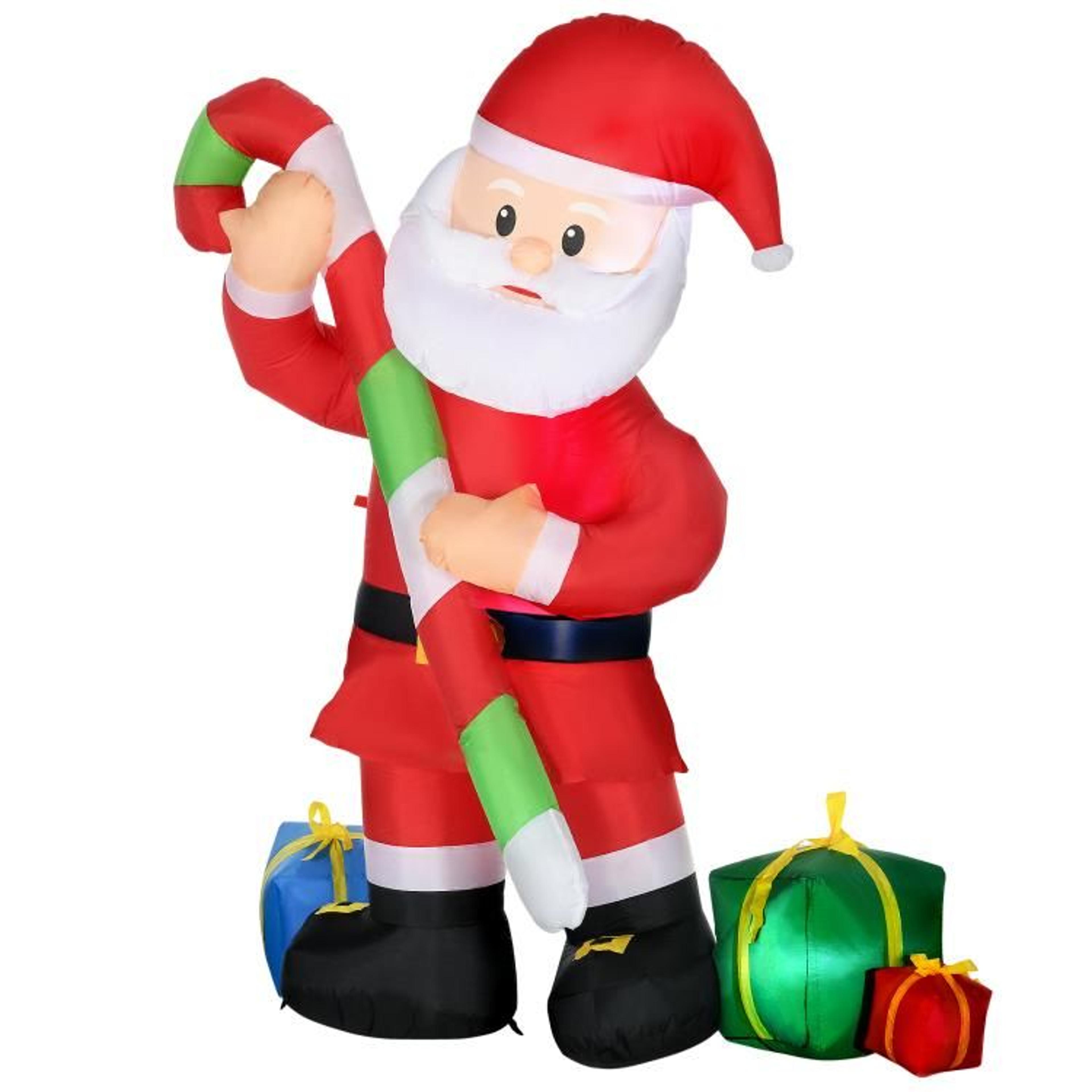 6ft Inflatable Santa Claus Christmas Yard Decoration With Candy Cane And LED Lights 1