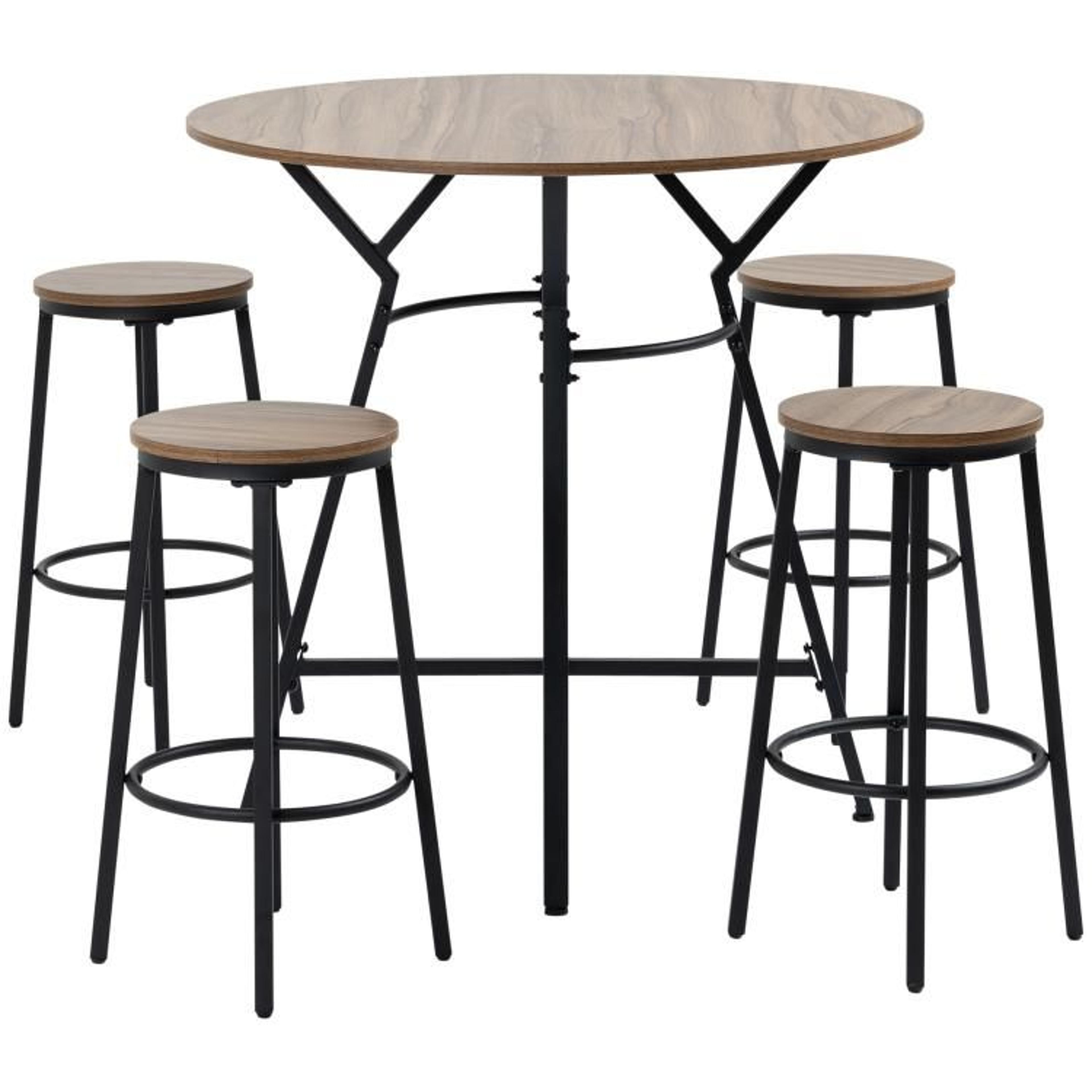 round bar table and stools set with space-saving design