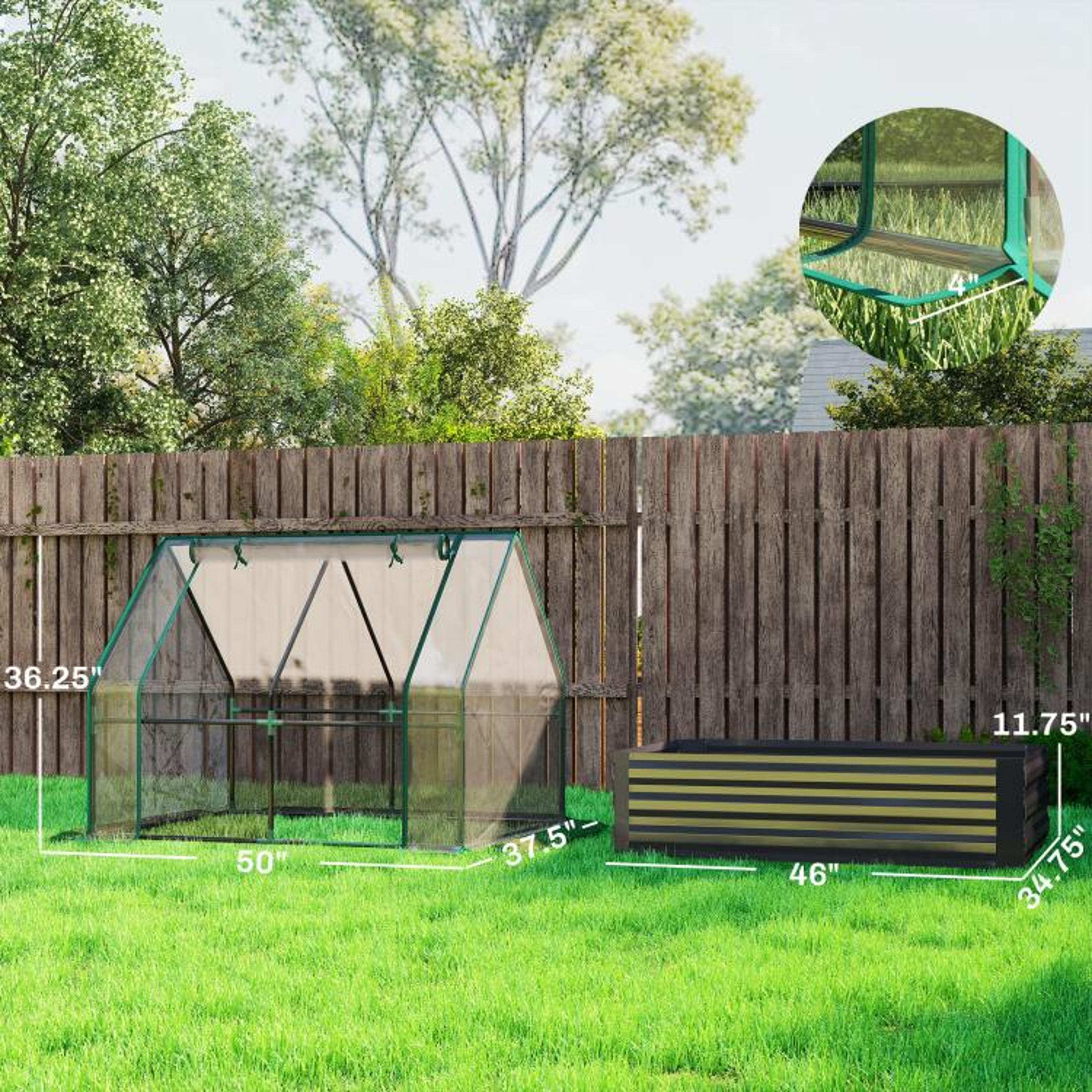 galvanized raised garden bed with mini greenhouse cover 4 x 3 feet