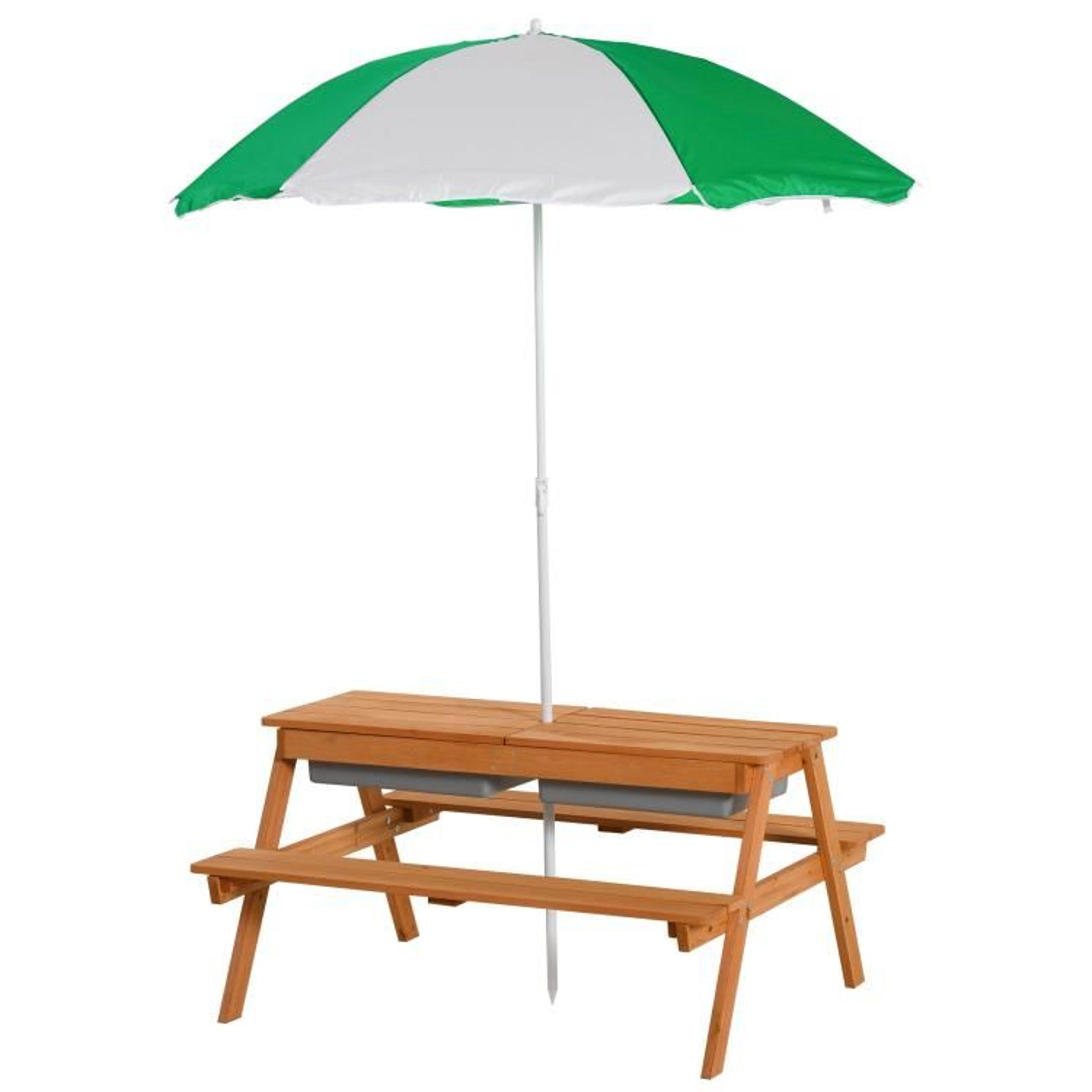 Kids 3in1 Wooden Sand And Water Picnic Table With Umbrella 1