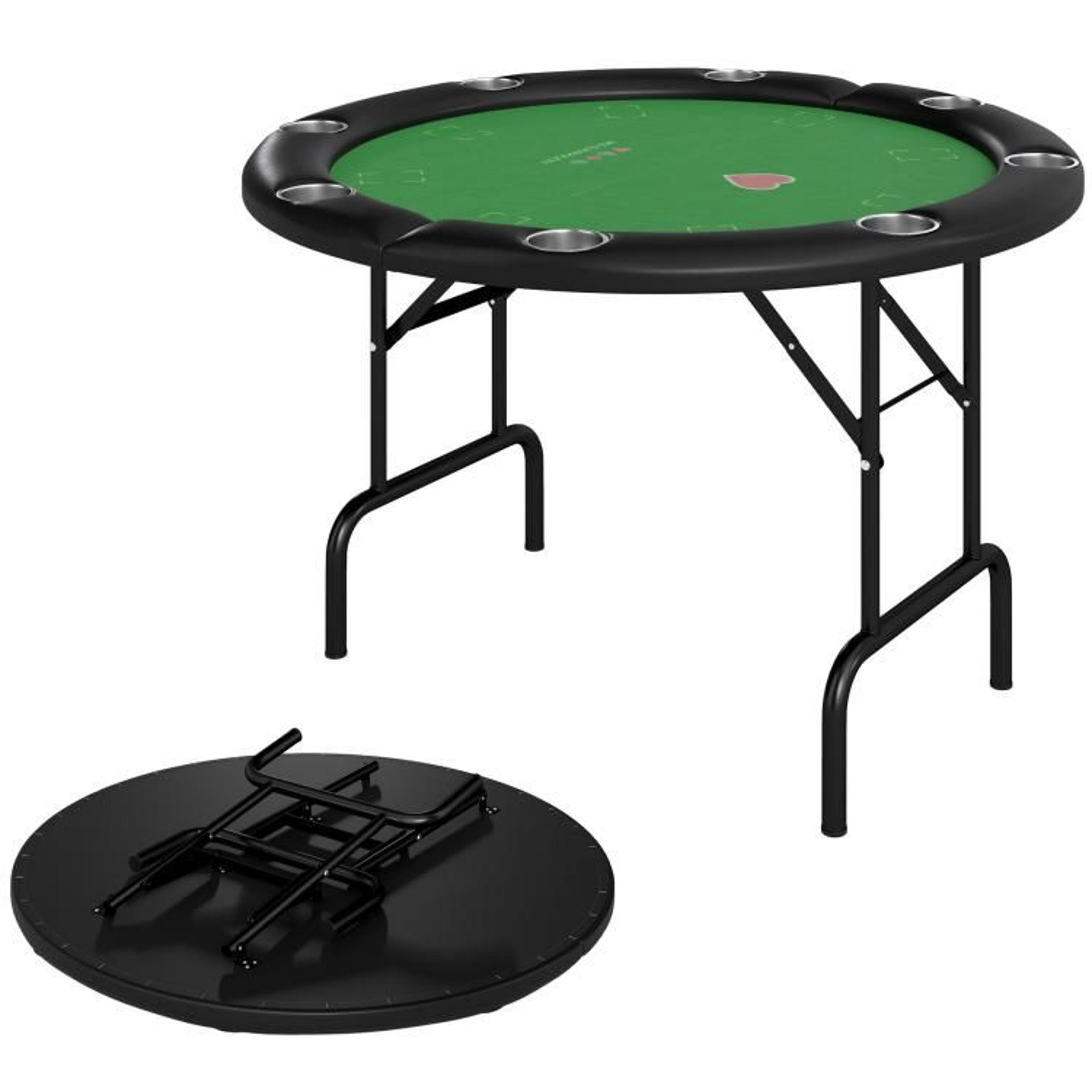 47-inch round folding poker table for 8 players with cup holders green