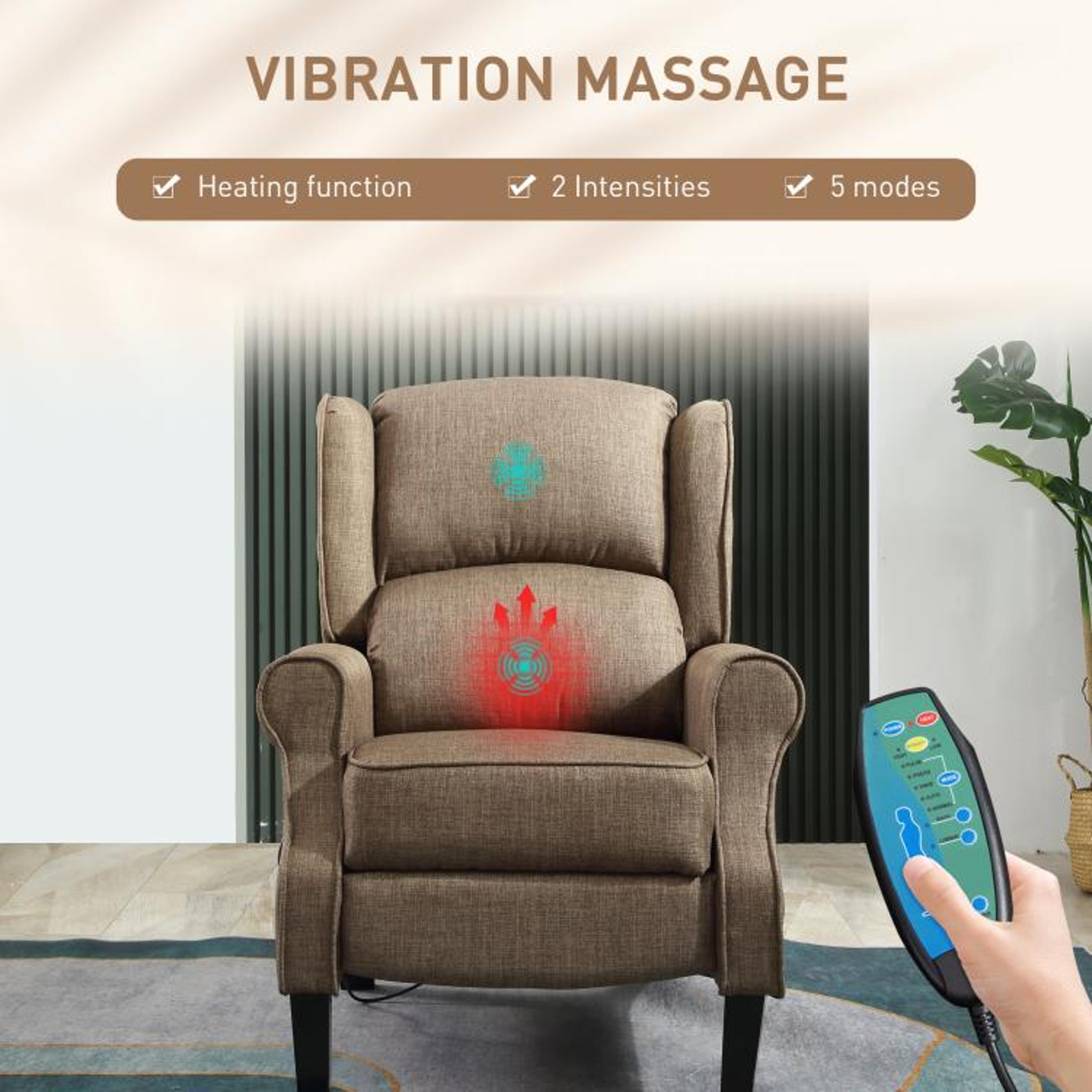 Vibration Massage Recliner Chair With Lumbar Heat And Footrest Brown 2