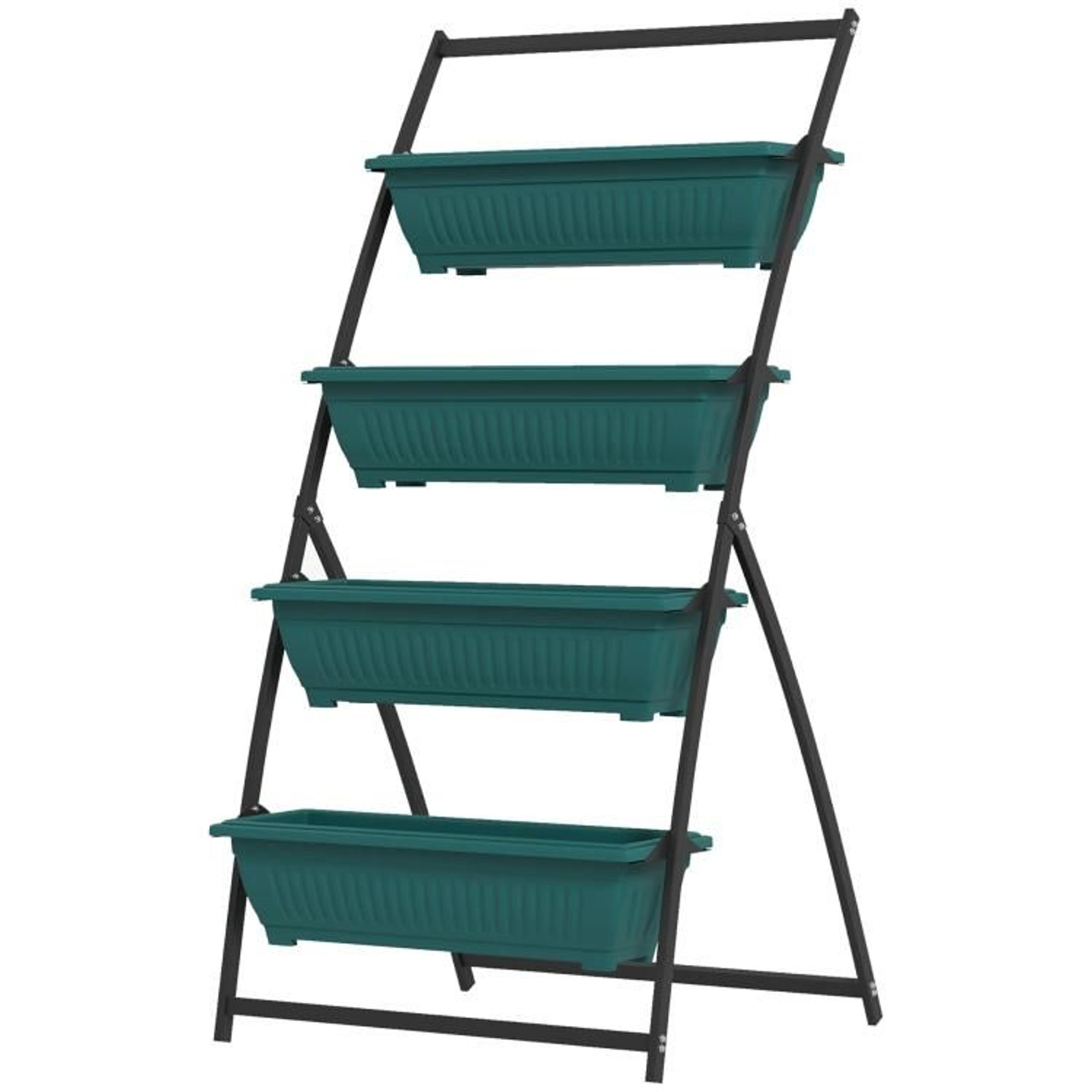 4Tier Vertical Raised Garden Planter With Drainage And Steel Frame  Green 1