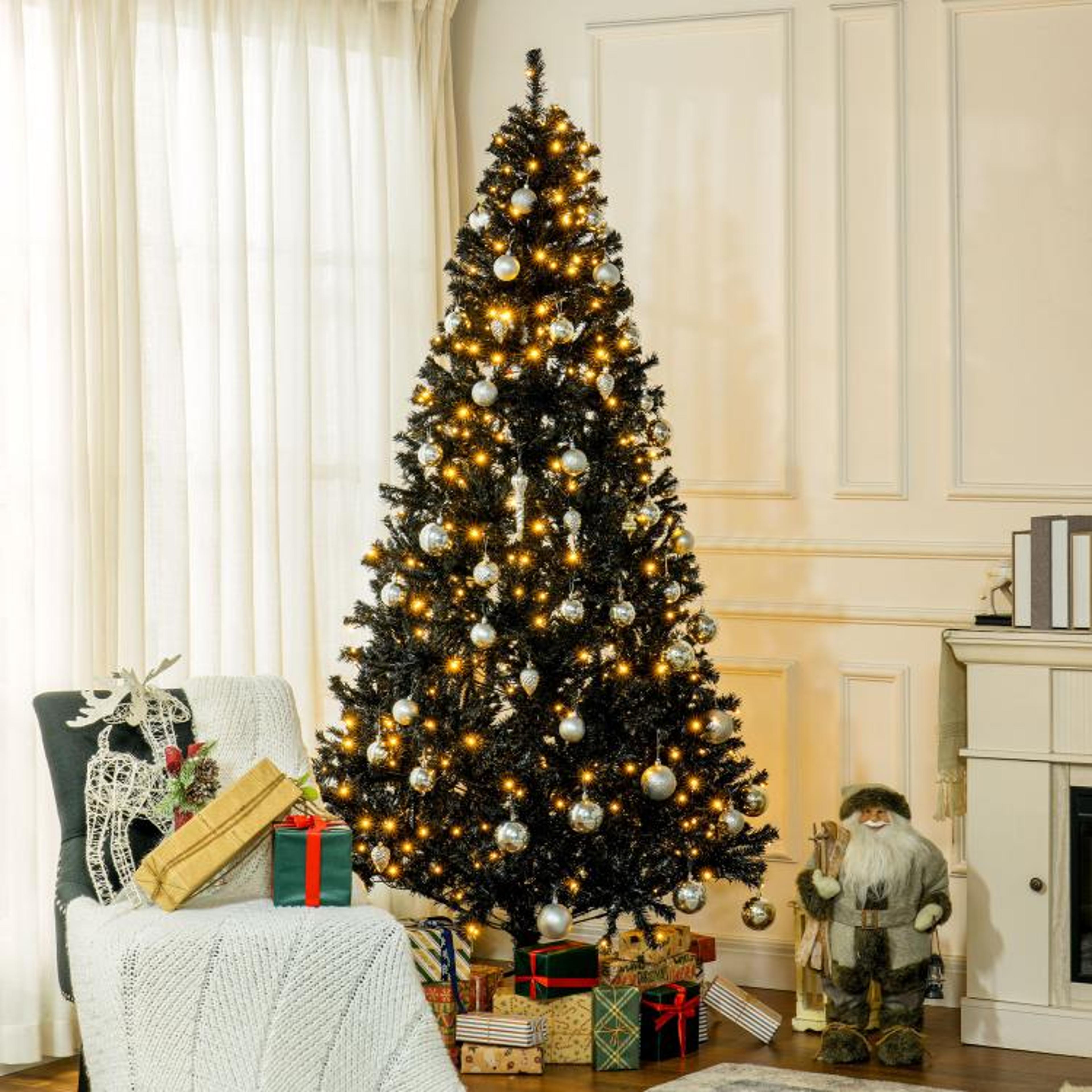 75 FT PreLit Black Artificial Christmas Tree With 500 Warm White LED Lights 5