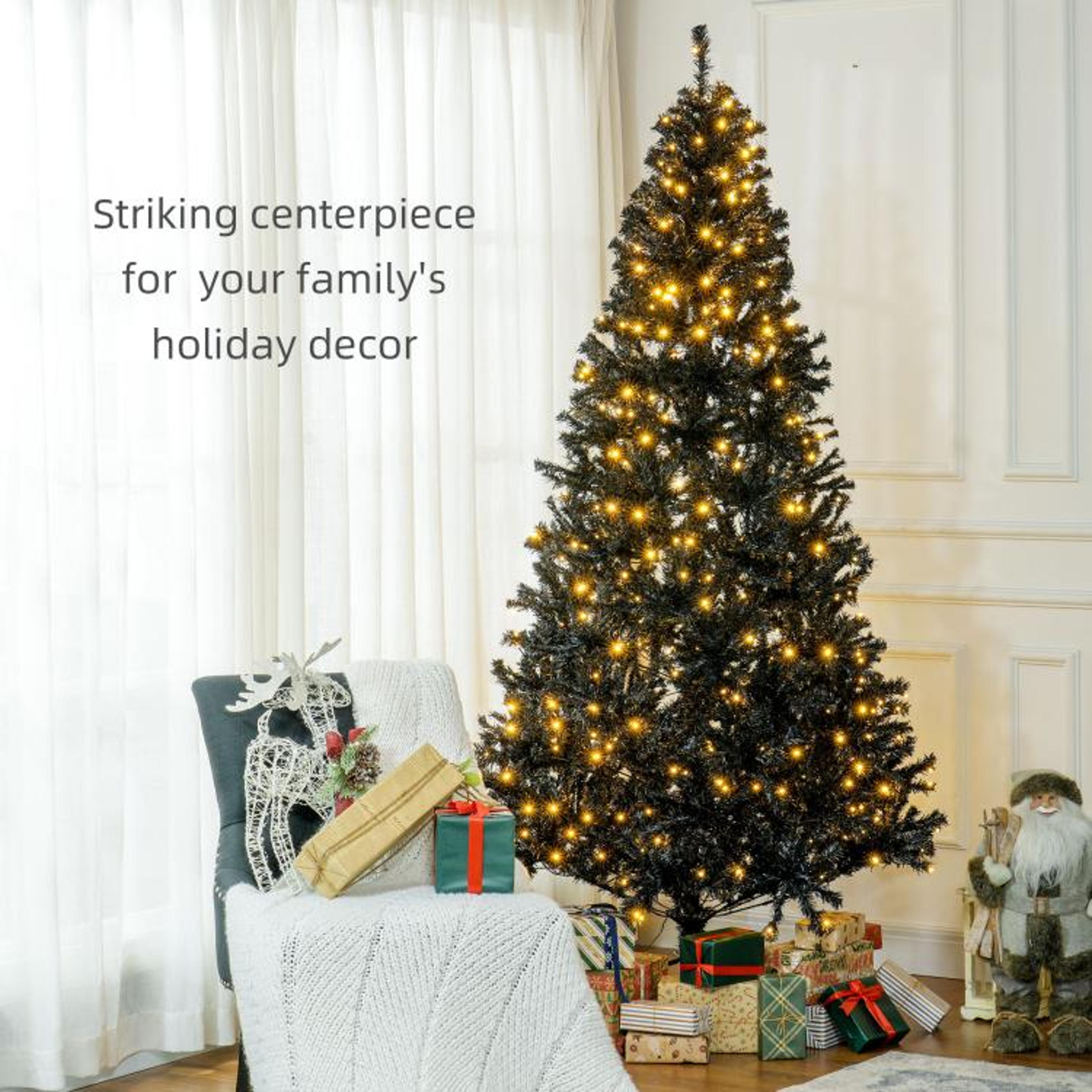75 FT PreLit Black Artificial Christmas Tree With 500 Warm White LED Lights 2