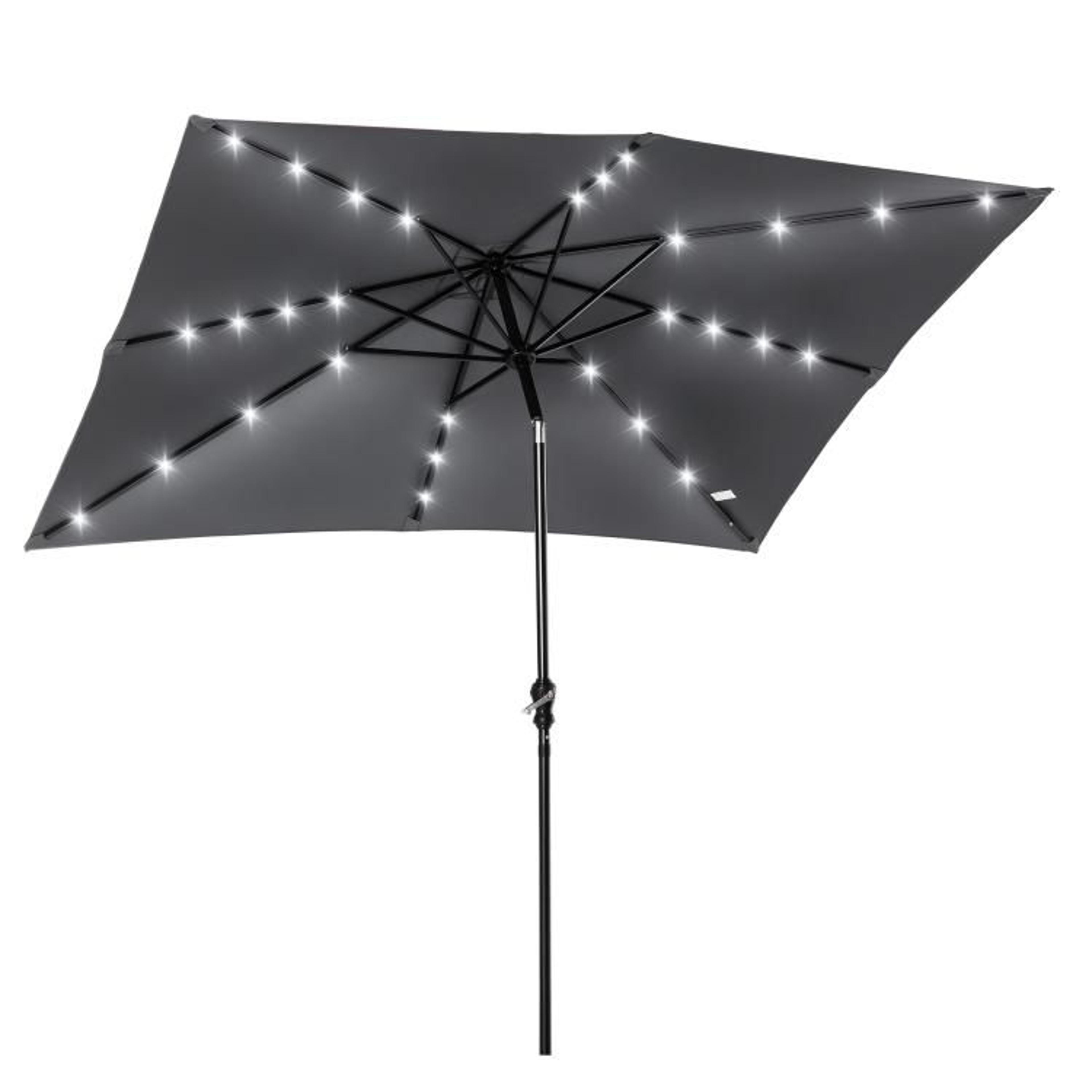 9 X 7 Ft Solar LED Patio Umbrella With Tilt And Crank  Gray 5