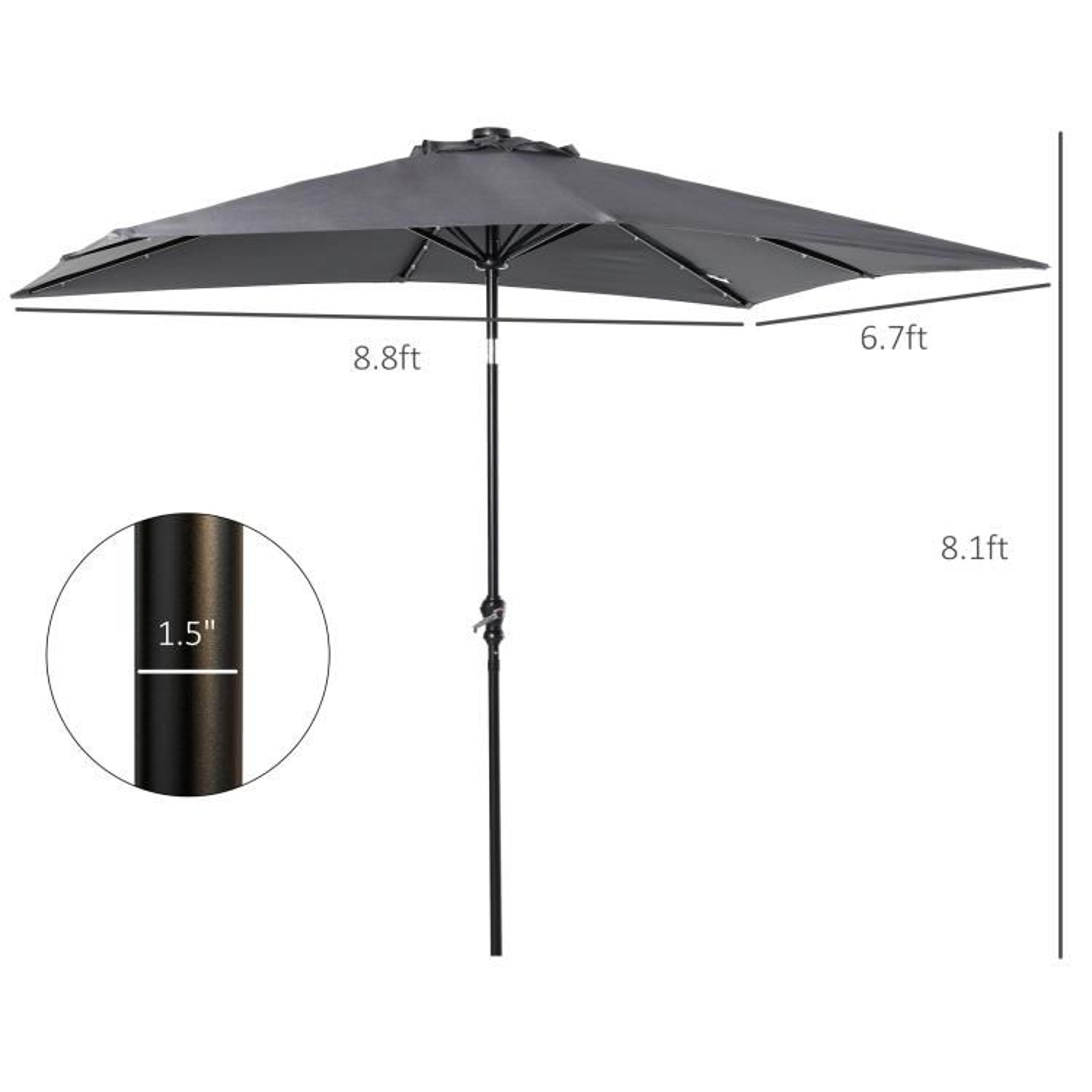 9 X 7 Ft Solar LED Patio Umbrella With Tilt And Crank  Gray 3