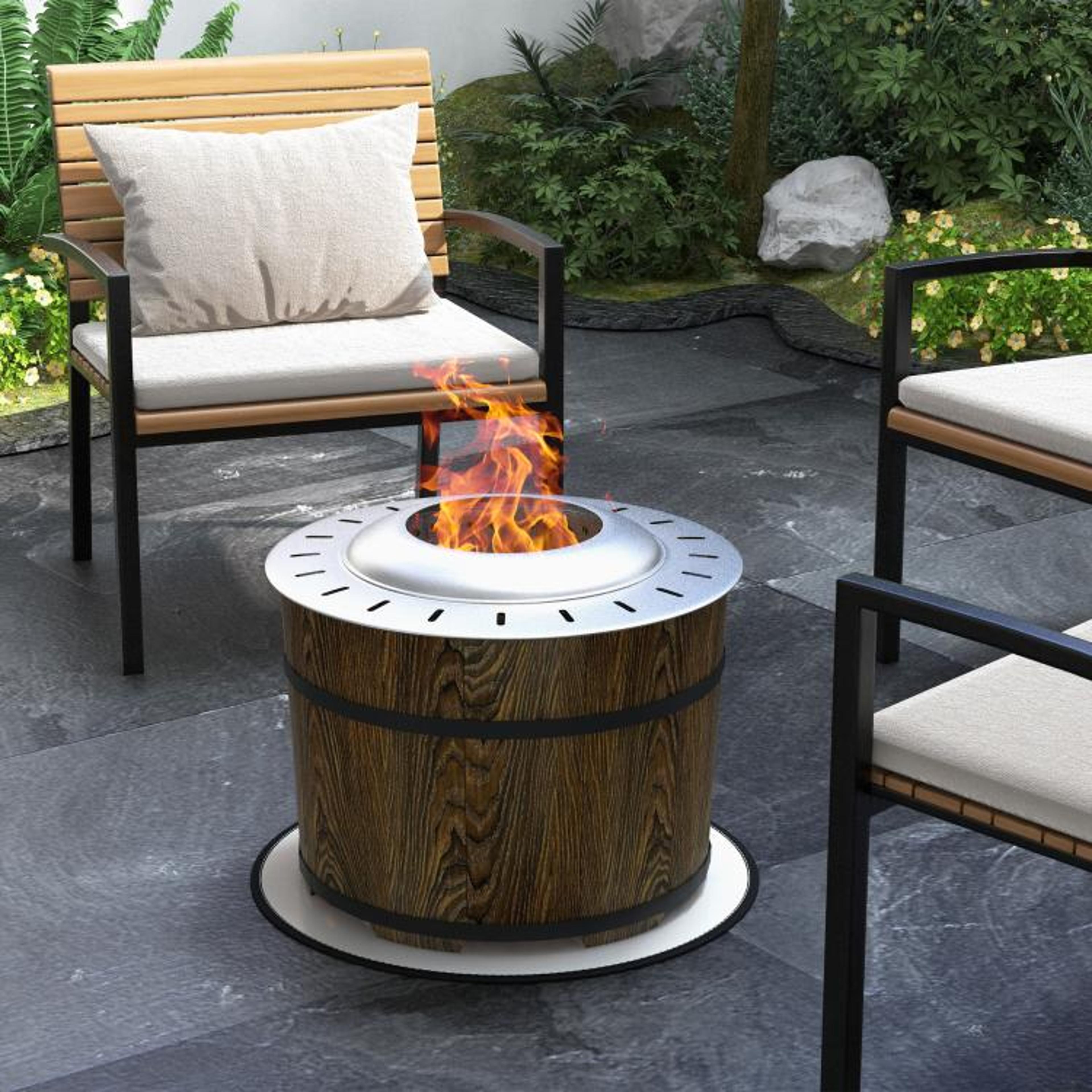 Smokeless Wood Burning Fire Pit With Fireproof Mat For Patio And Camping 6