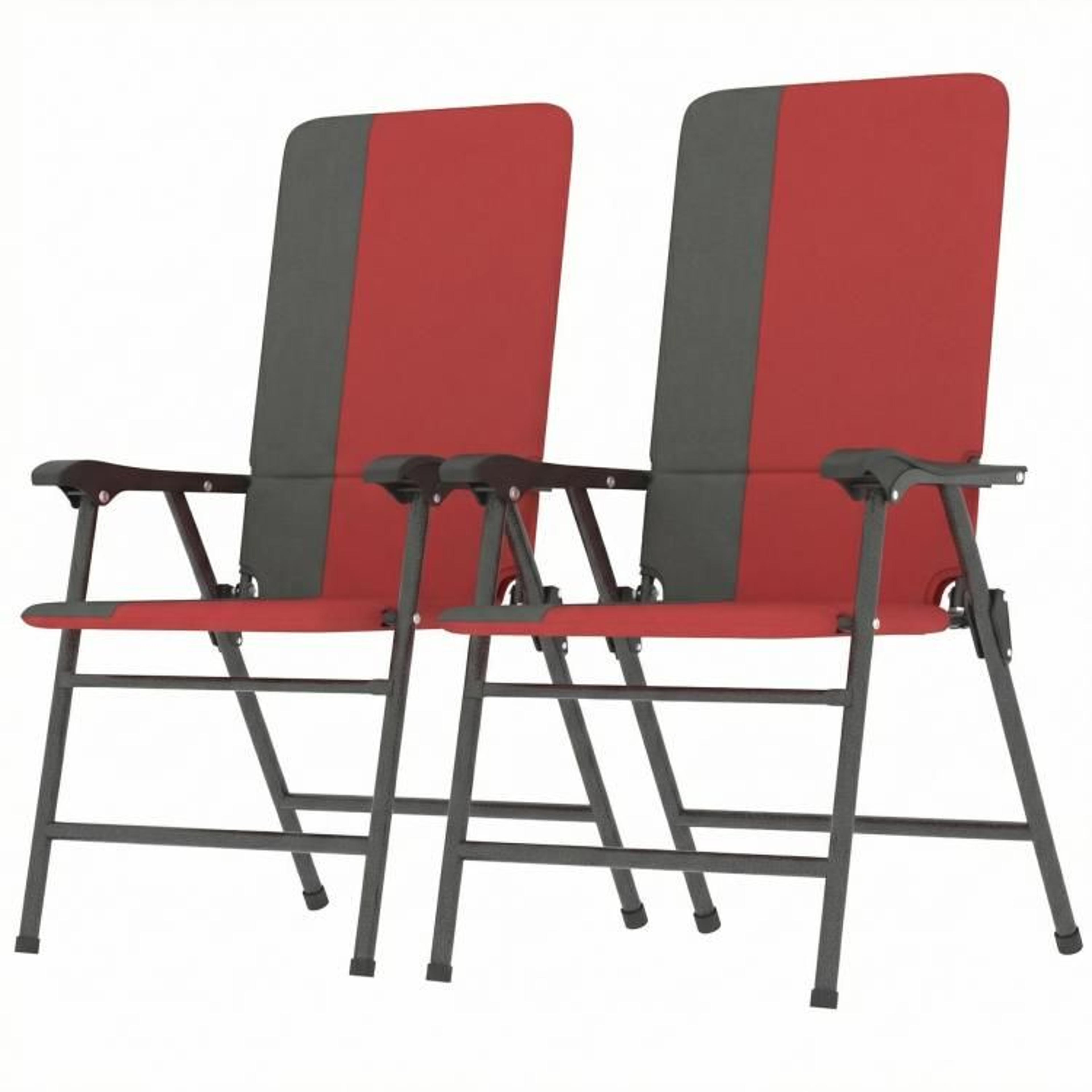 folding patio chairs set of 2 with padded high backs and armrests red