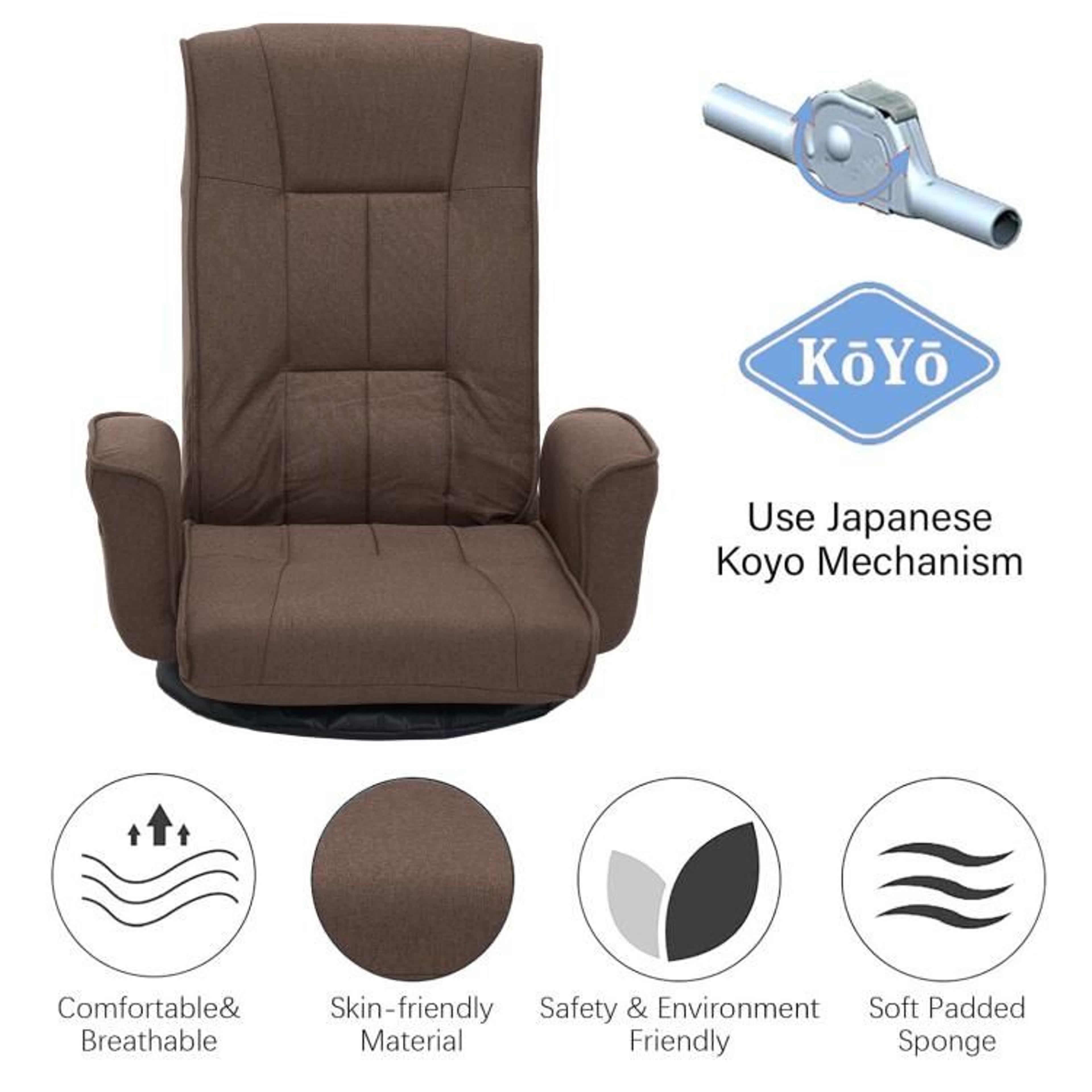 360 Swivel Floor Chair For Adults With 14 Adjustable Reclining Positions And Armrests 4