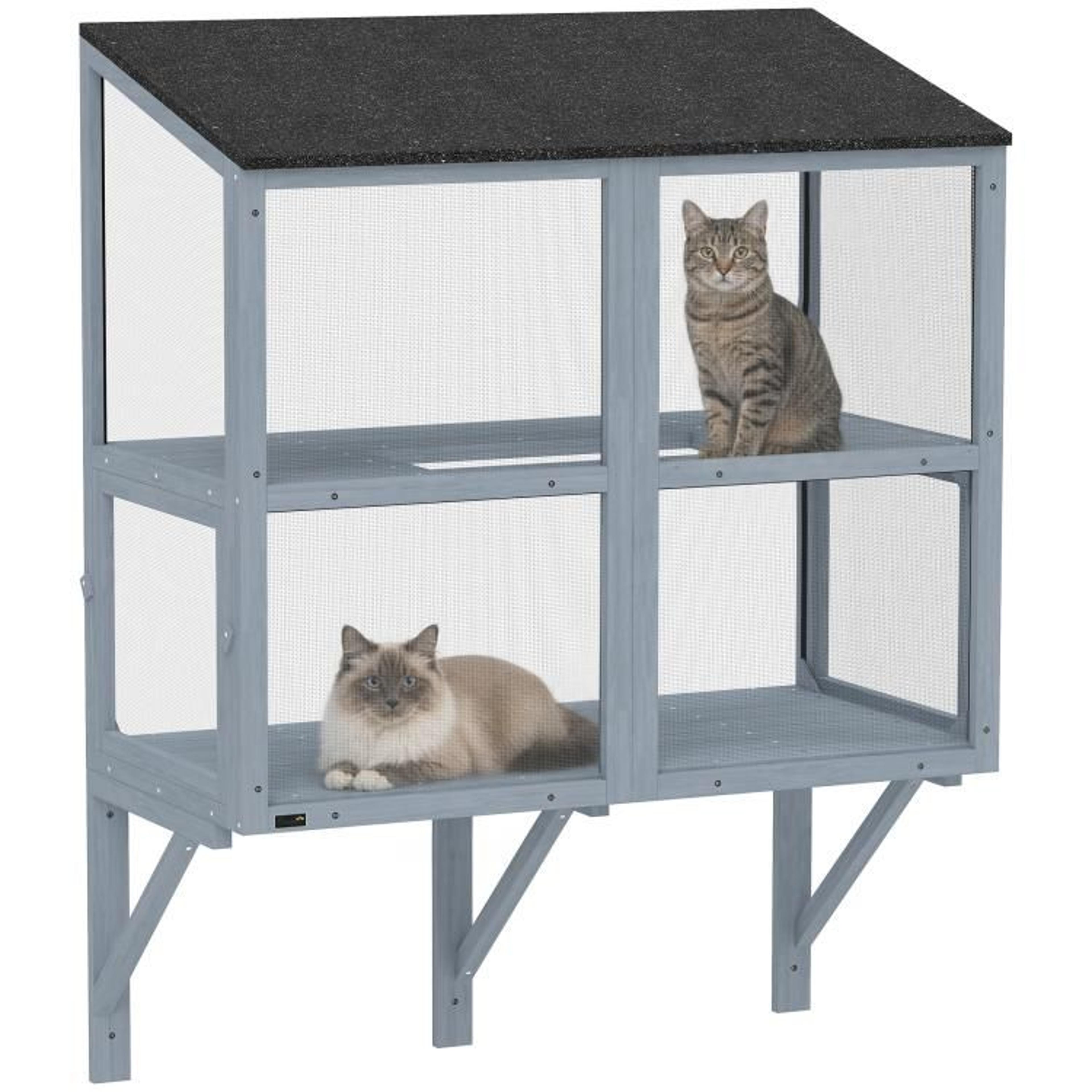 outdoor window catio enclosure with waterproof roof and 2 levels gray
