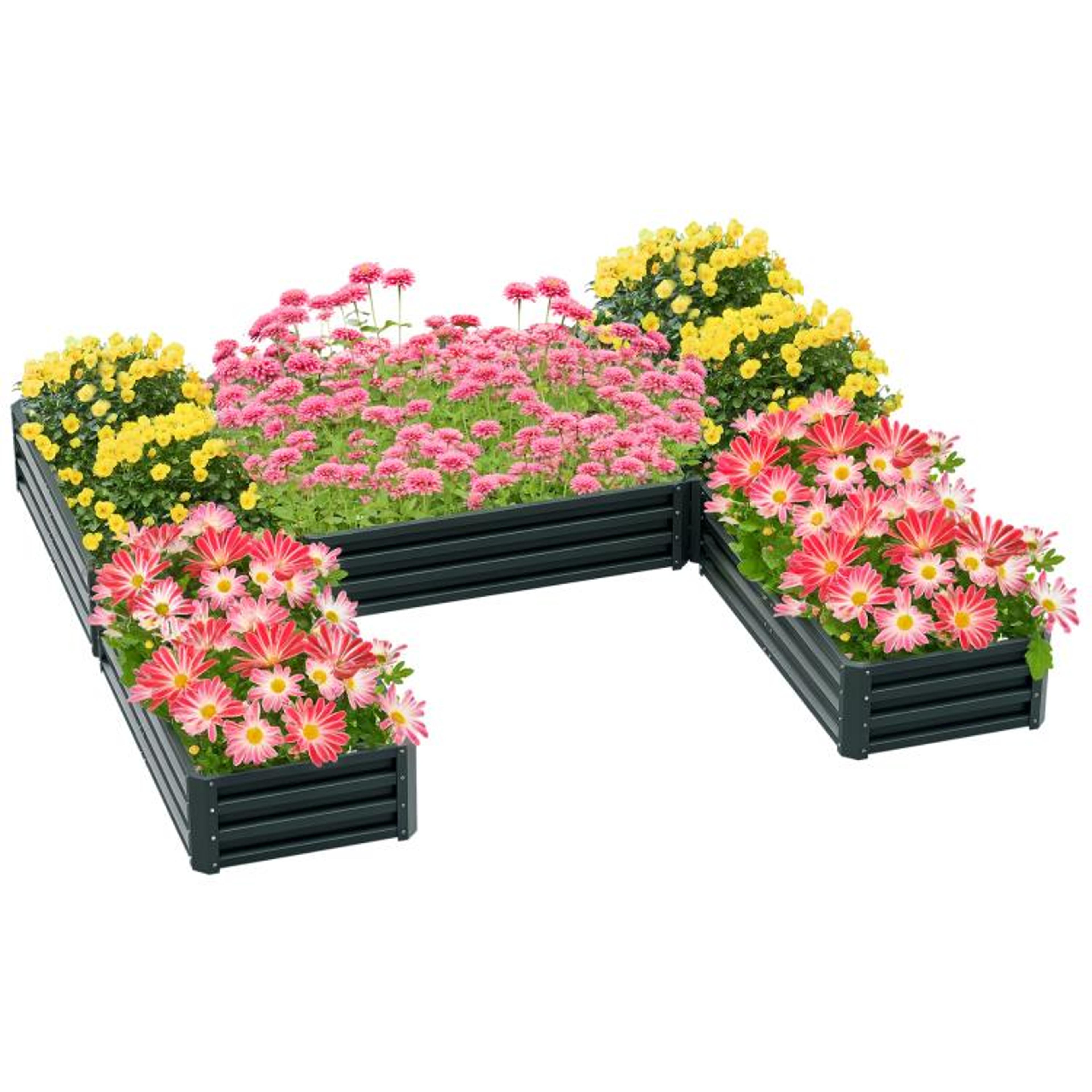 steel raised garden bed set of 5 modular outdoor planter boxes in green