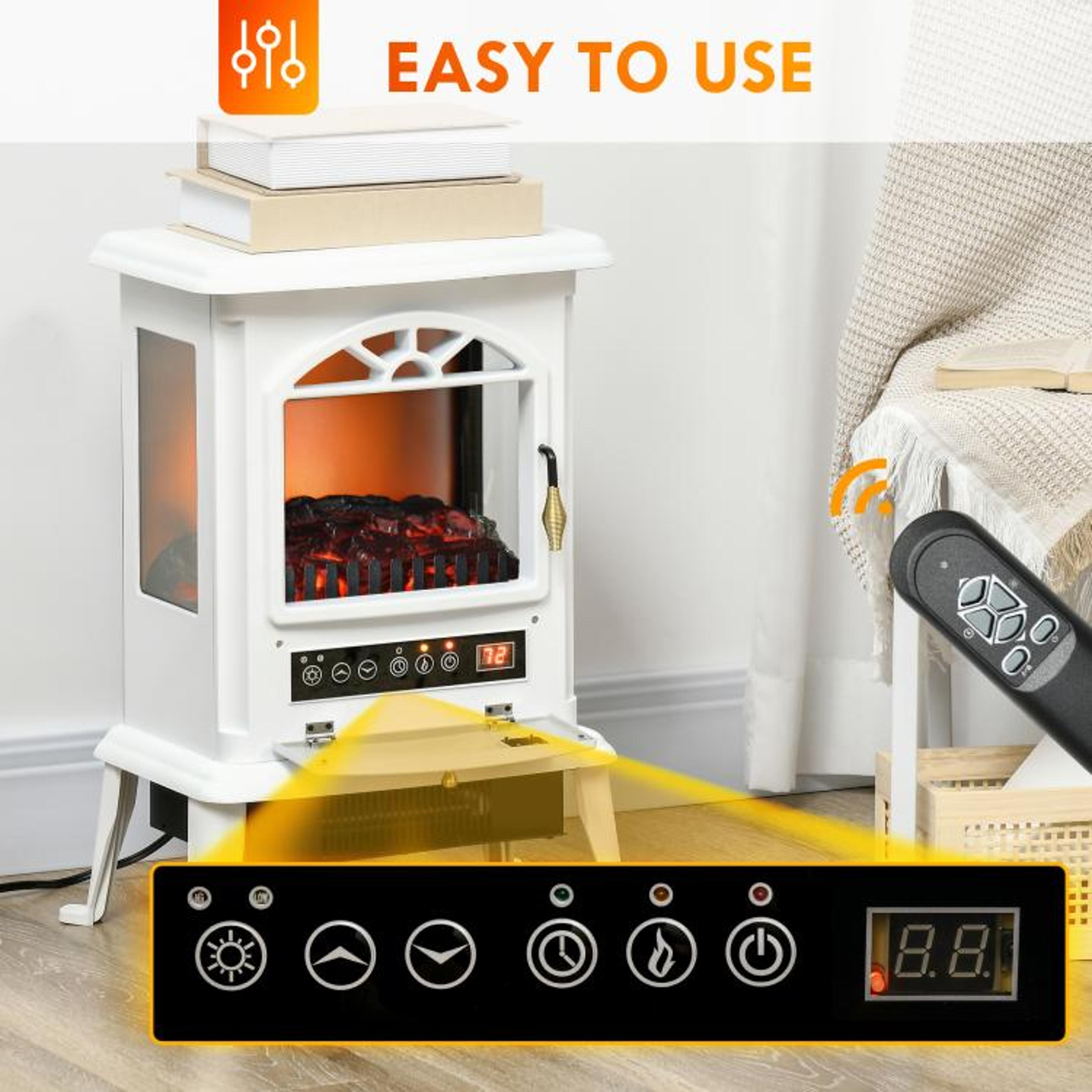 23Inch Electric Infrared Fireplace Stove Heater With Realistic Flame Effect  White 4