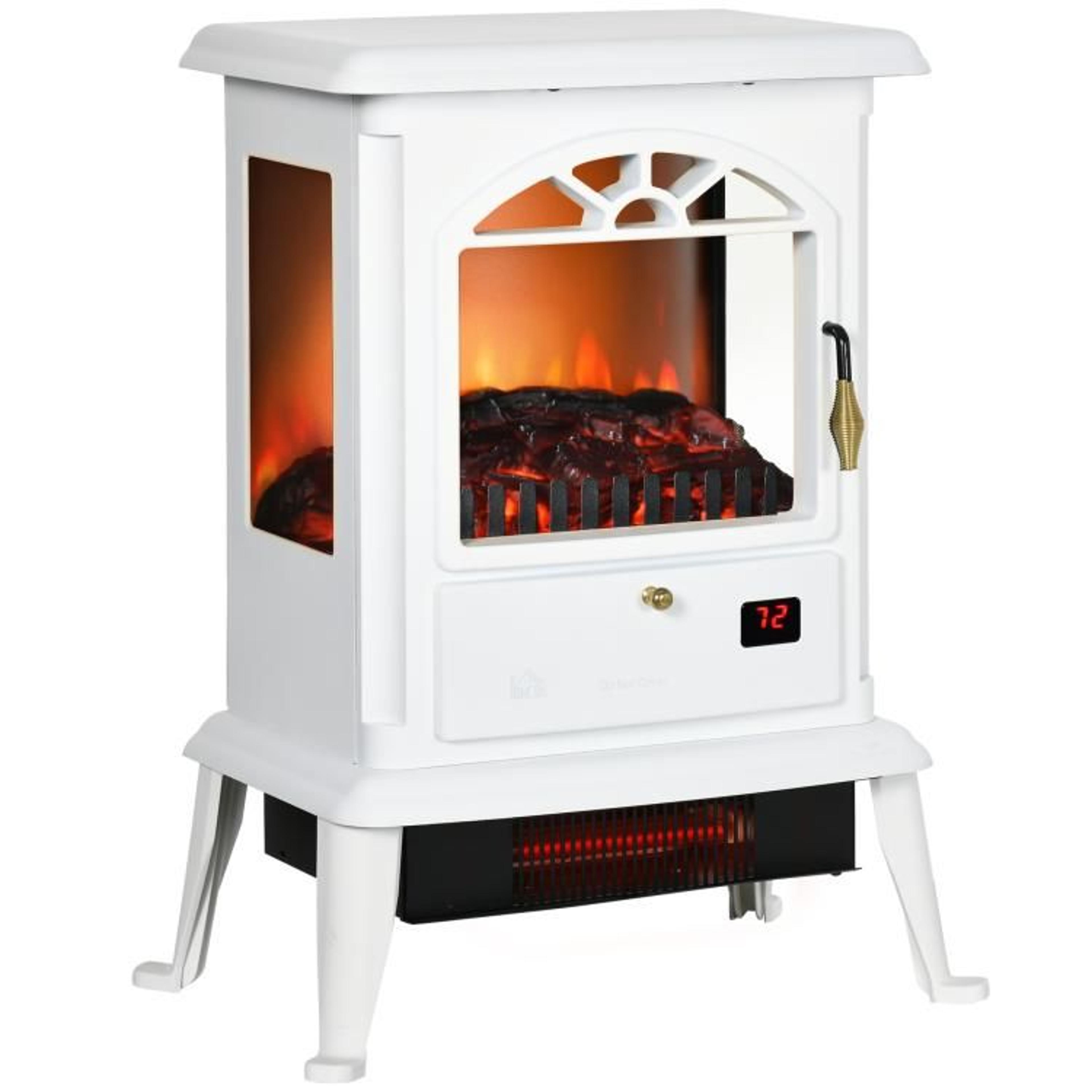 23-inch electric infrared fireplace stove heater with realistic flame effect white