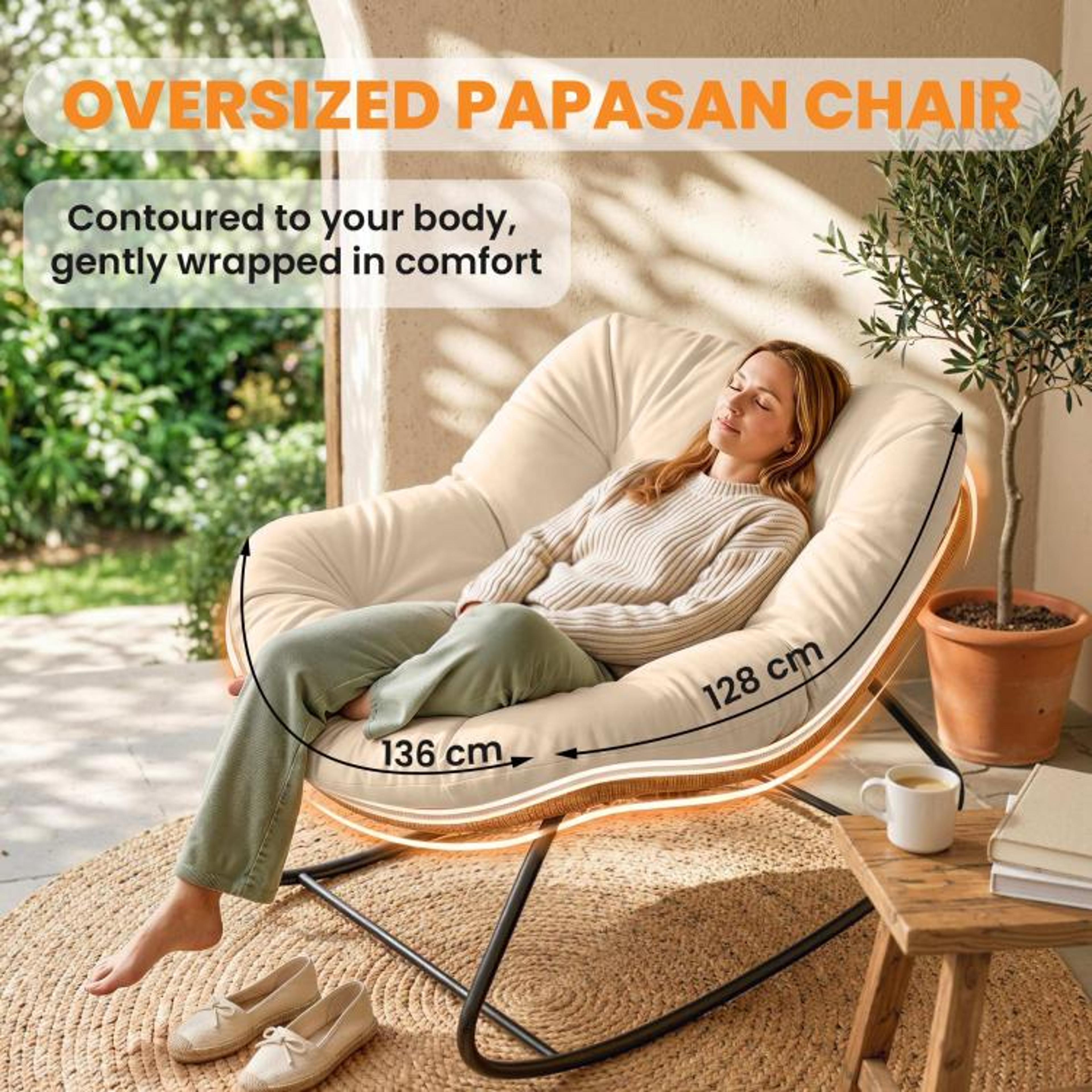 Oversized Papasan Rocking Egg Chair With Cushion For Indoor And Outdoor Use 3