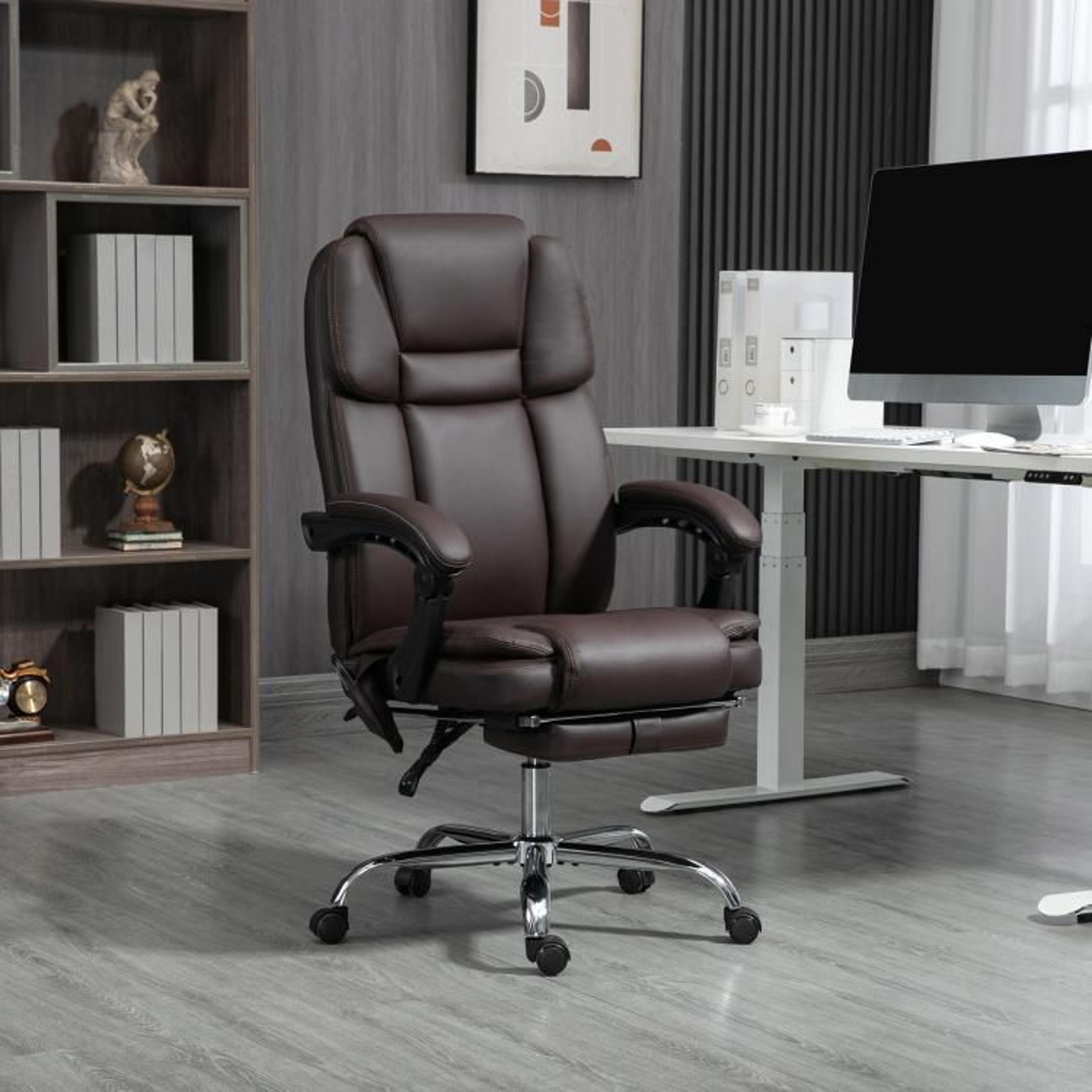 6Point Massage Executive Office Chair With Heat And Reclining Footrest  Brown 5
