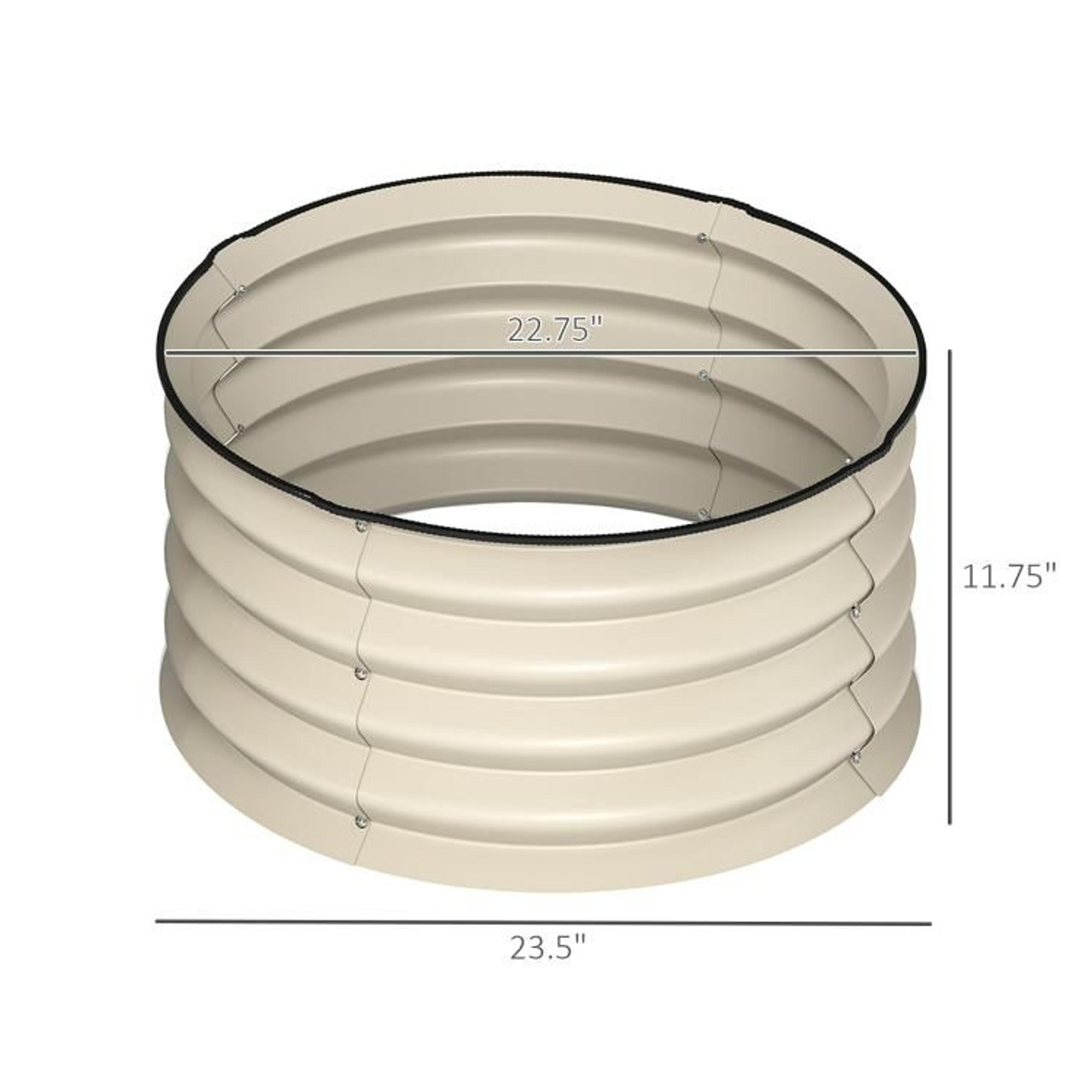 Set Of 2 Galvanized Metal Raised Garden Beds With Safety Edging  Cream 4
