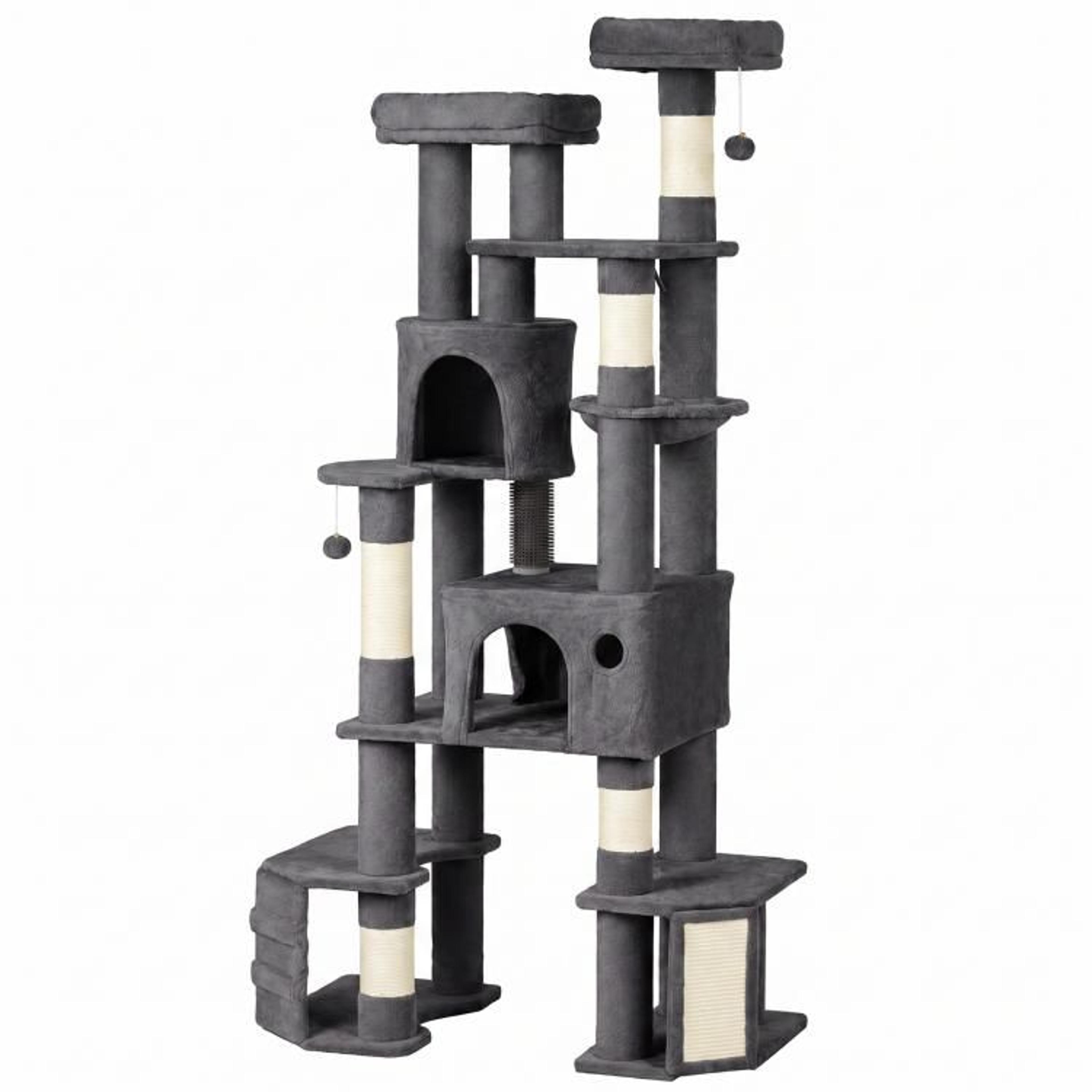 79Inch Large Cat Tree Tower With Dual Base And Cat Condos Dark Gray 1