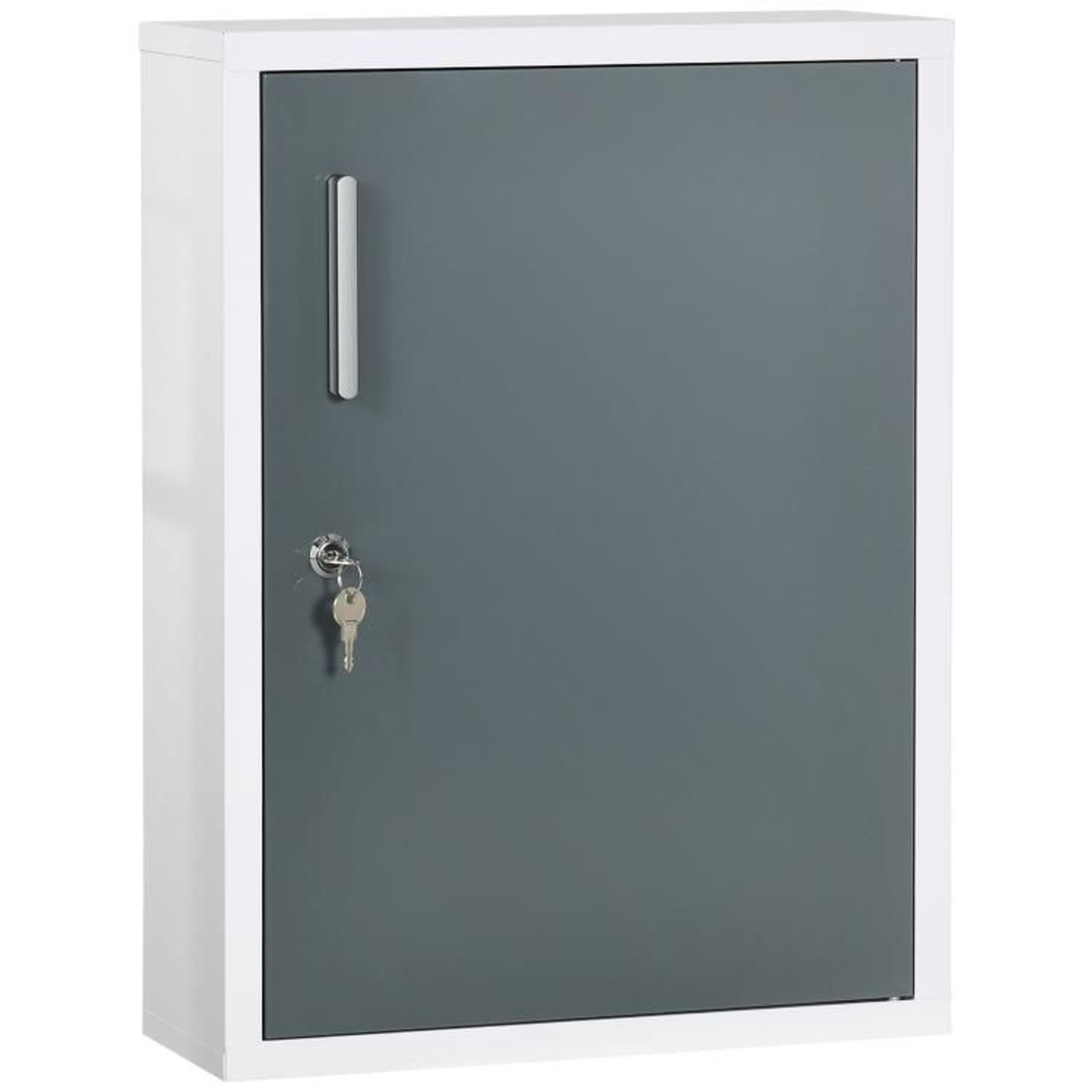 locking wall mounted medicine cabinet with 3-tier shelves and door storage white