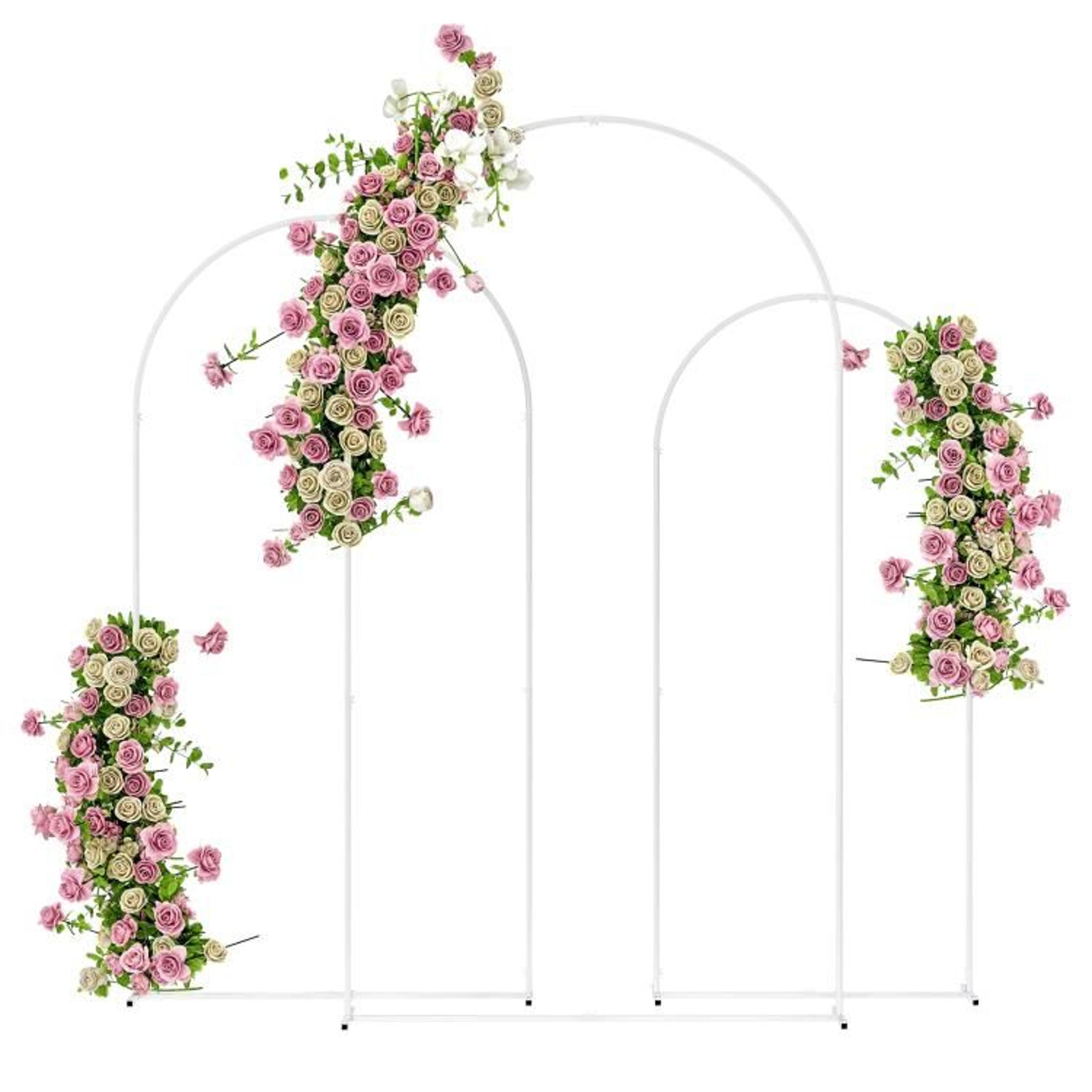 metal arch backdrop stand set of 3 white wedding and party arch frames