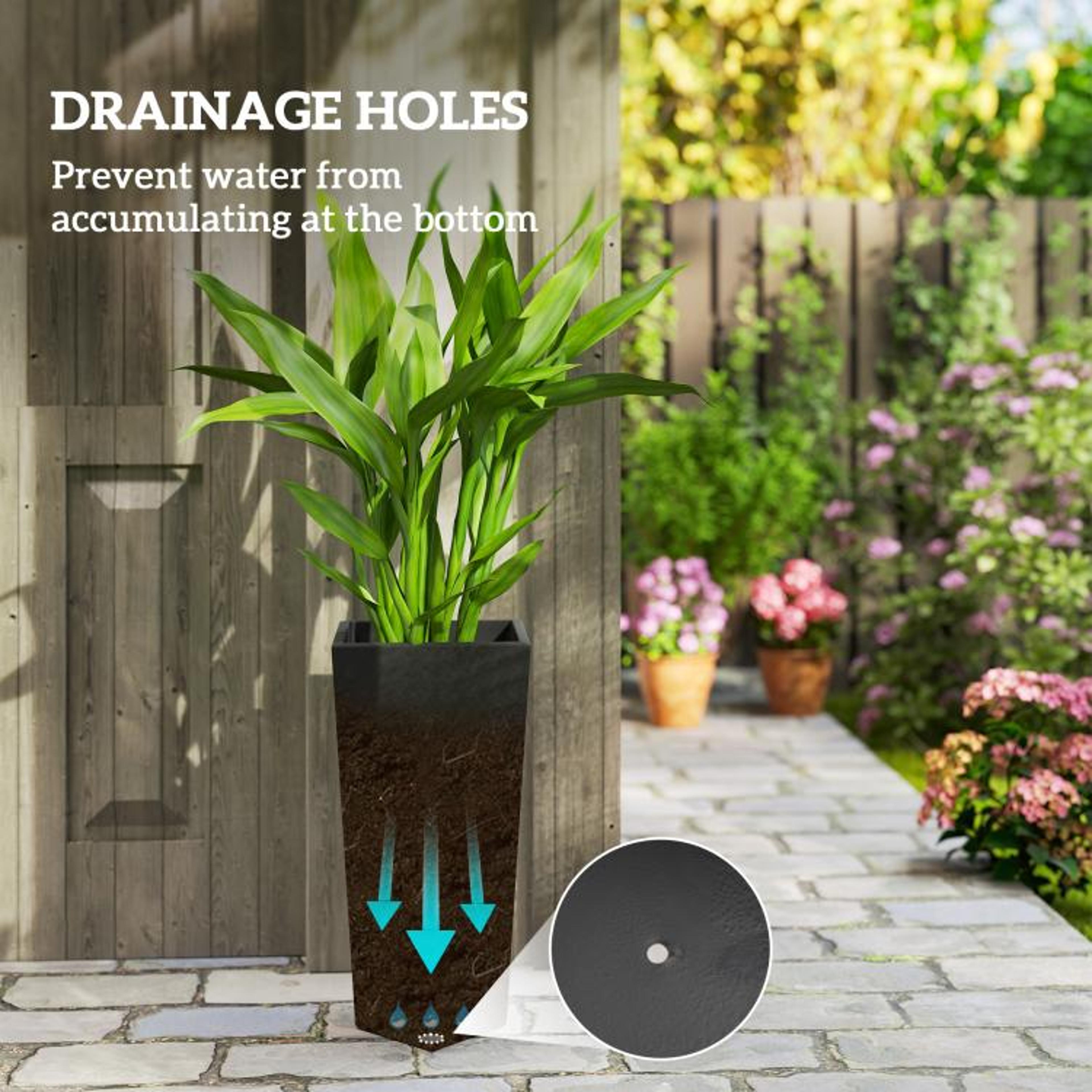 Tall Indoor Outdoor Planters Set Of 3 With Drainage Holes  Black 3