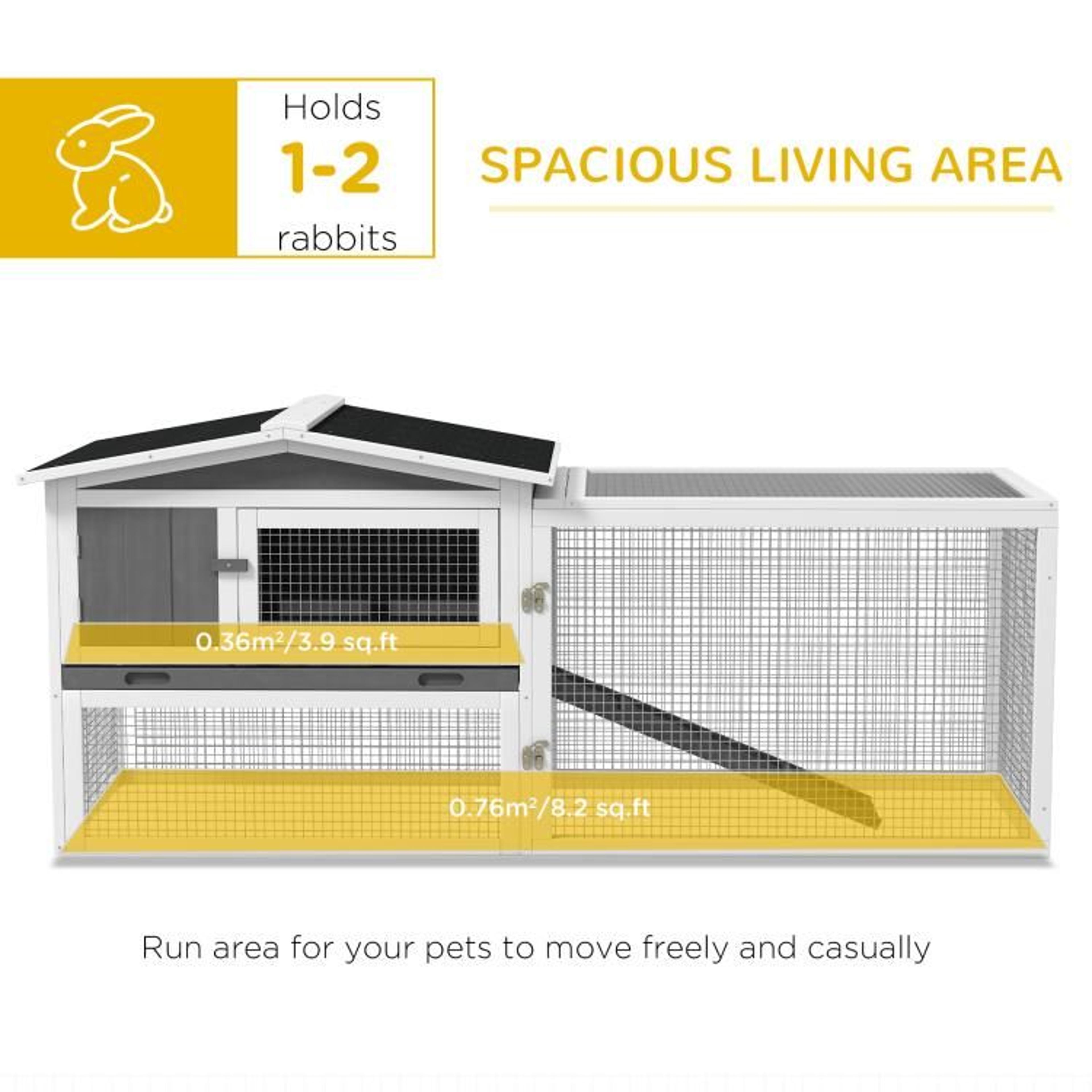 2Story Rabbit Hutch With Outdoor Run And SlideOut Tray  Light Gray 5