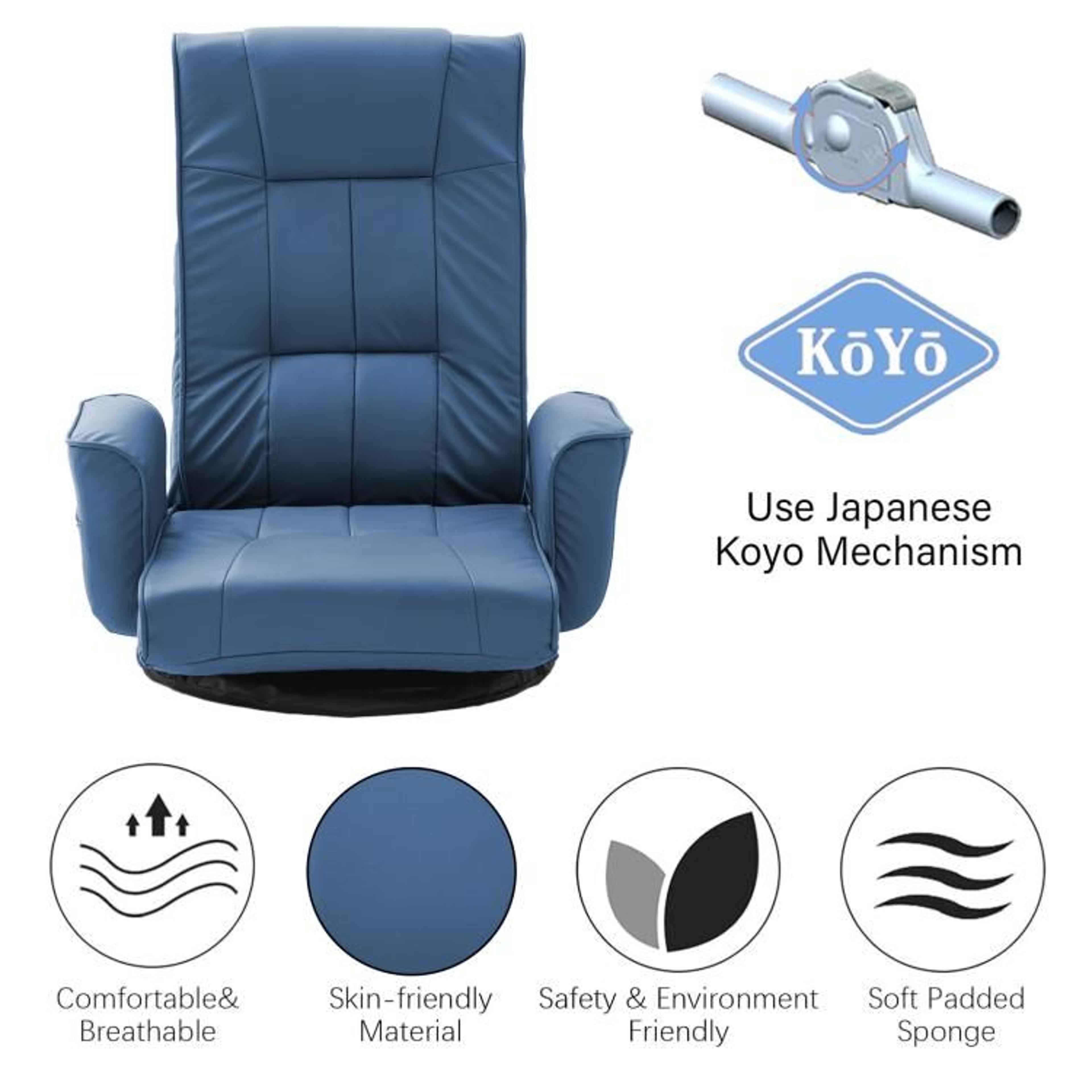 360 Swivel Gaming Floor Chair With 14Position Adjustable Backrest And Armrests 5