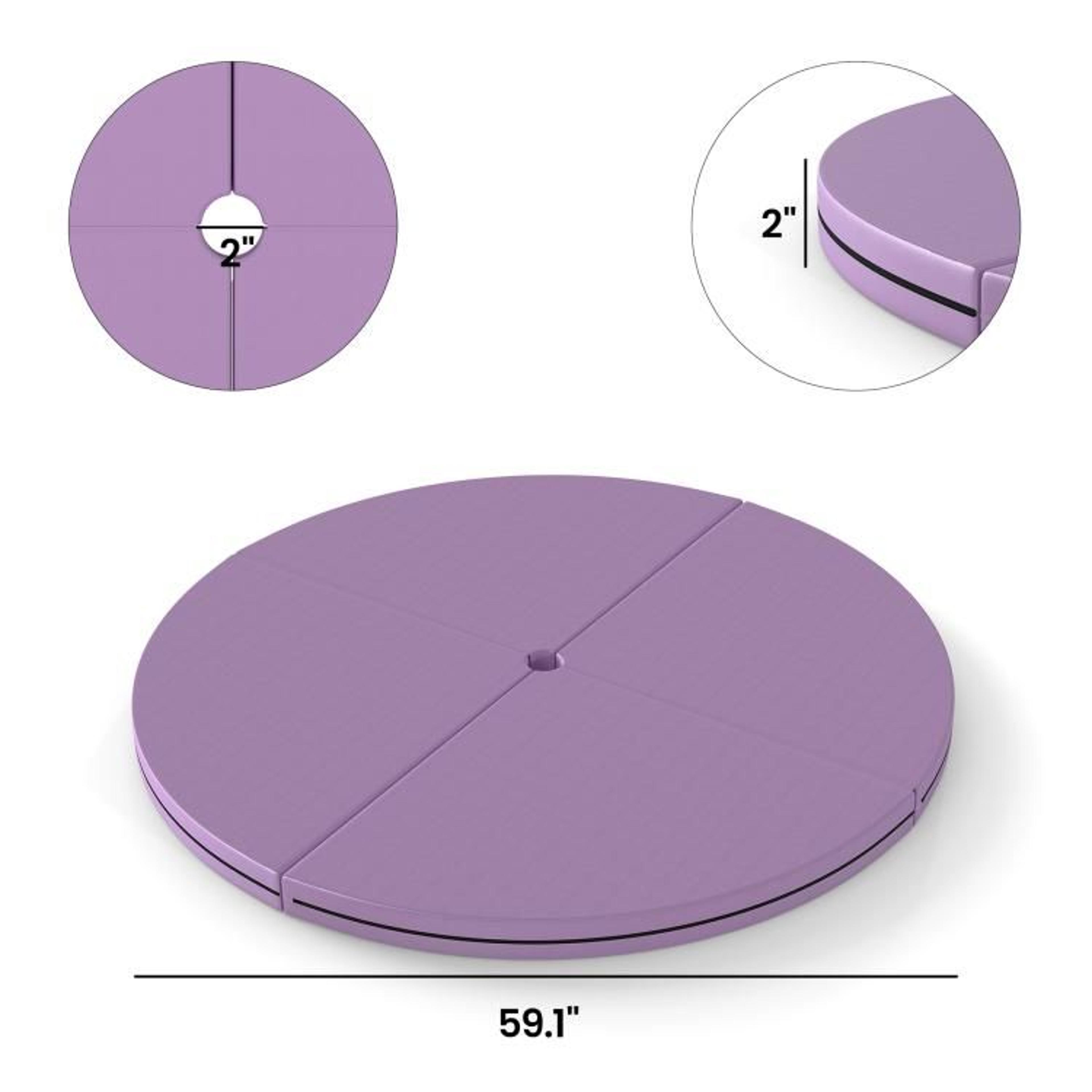 Folding Pole Dance Crash Mat 2Inch Thick 59Inch Round Light Purple 4