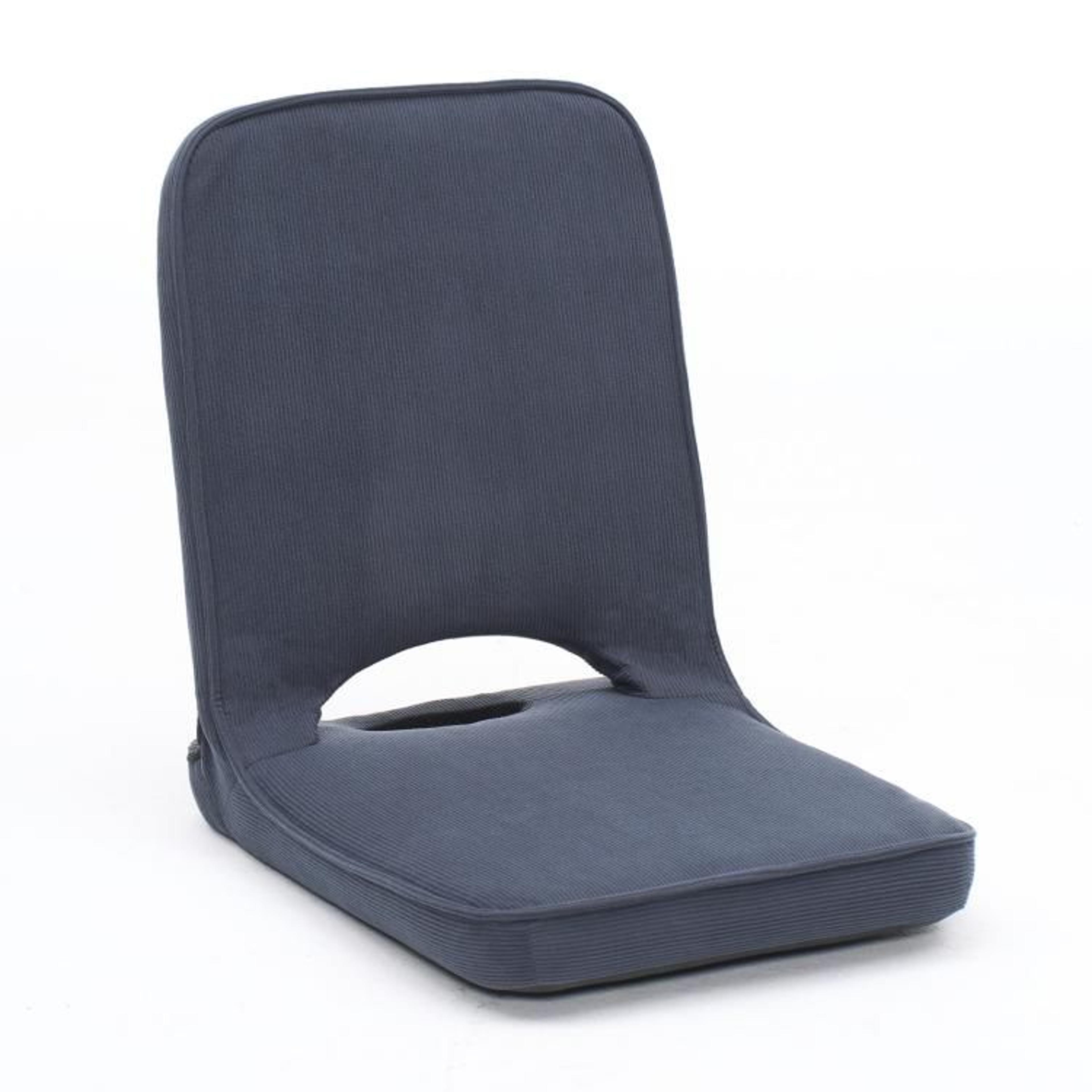 adjustable foldable floor chair with padded corduroy back support gray