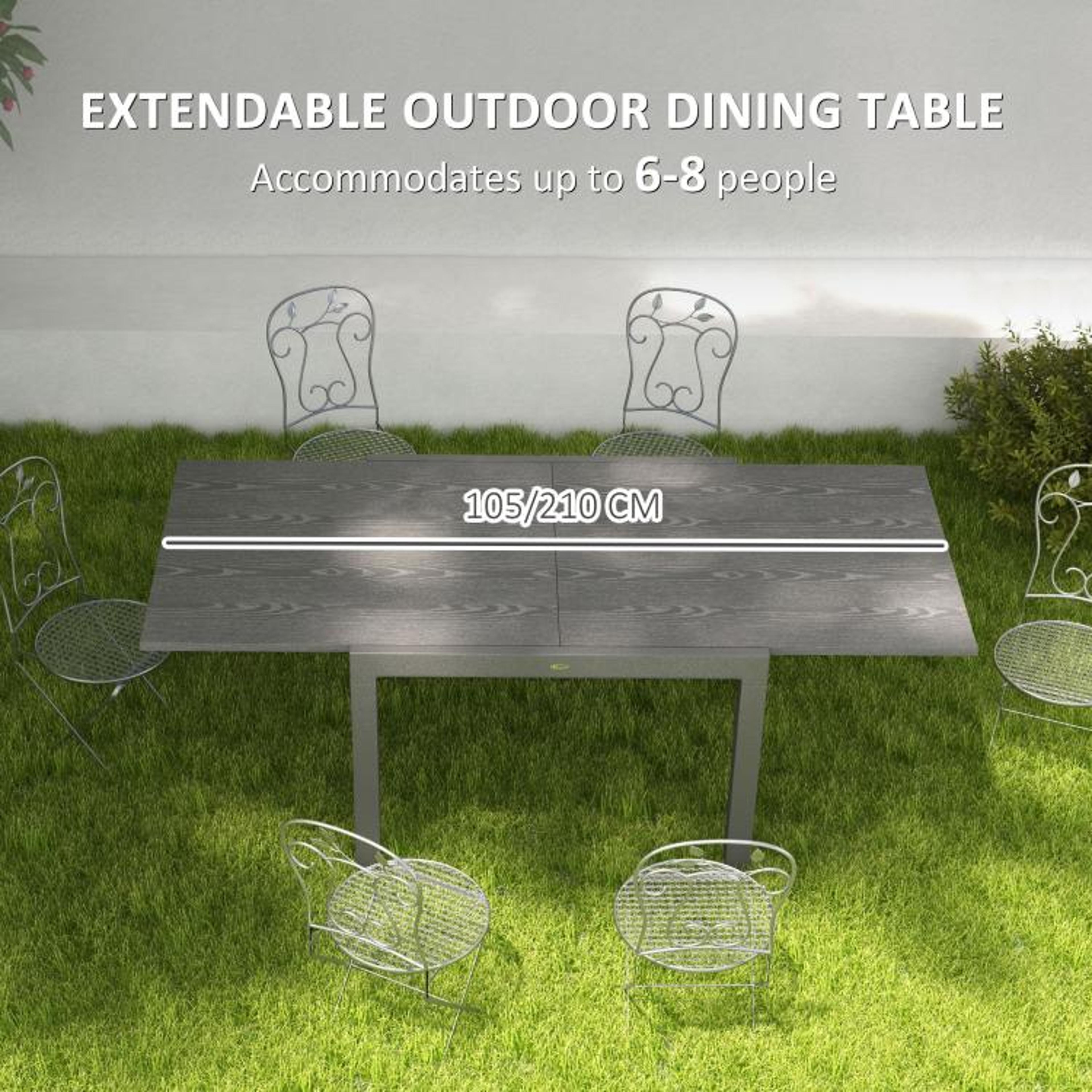 Extendable Outdoor Patio Dining Table For 68 People With Aluminum Frame 6