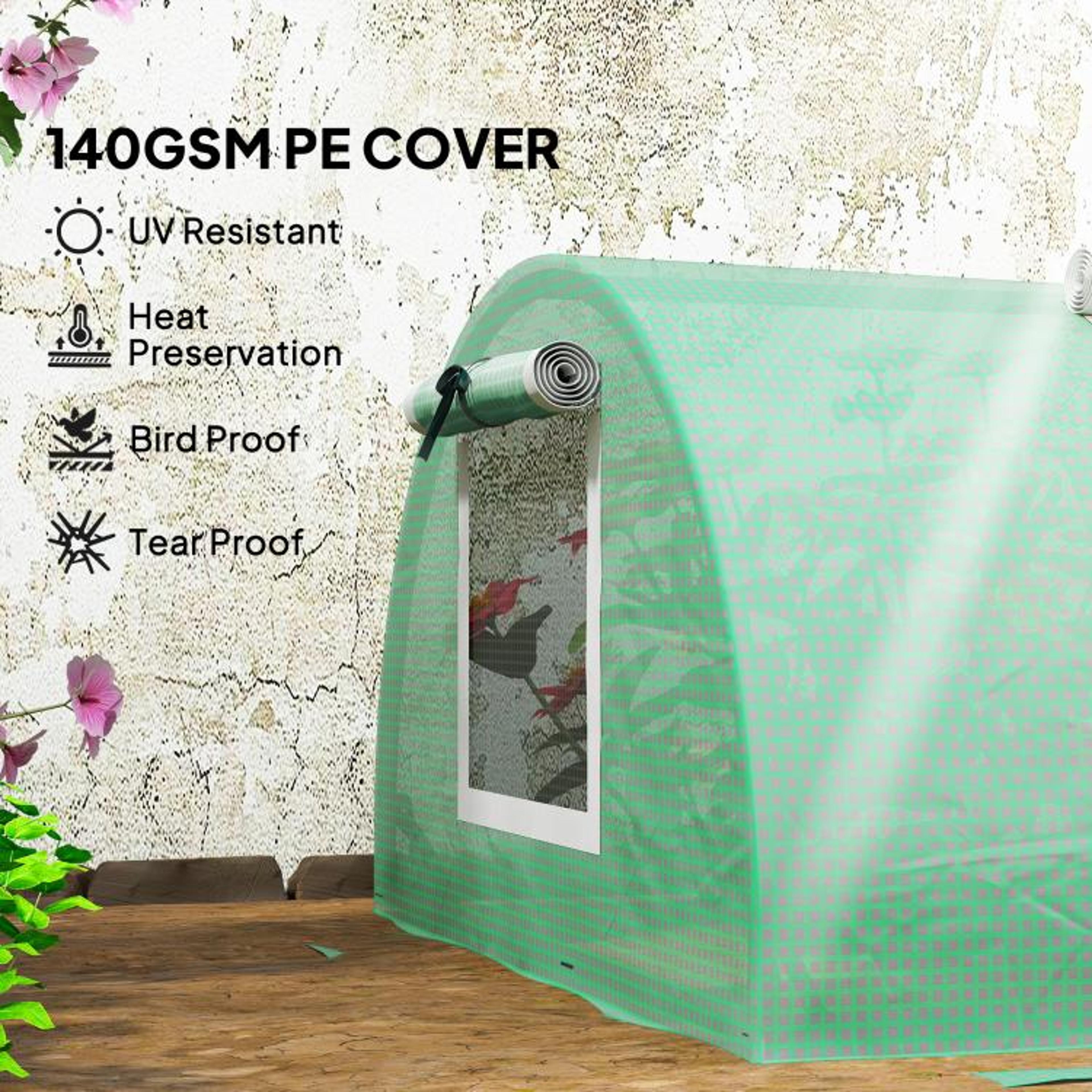 Mini Greenhouse With 5 Mesh Windows And Steel Frame  Green PE Plant Cover 5